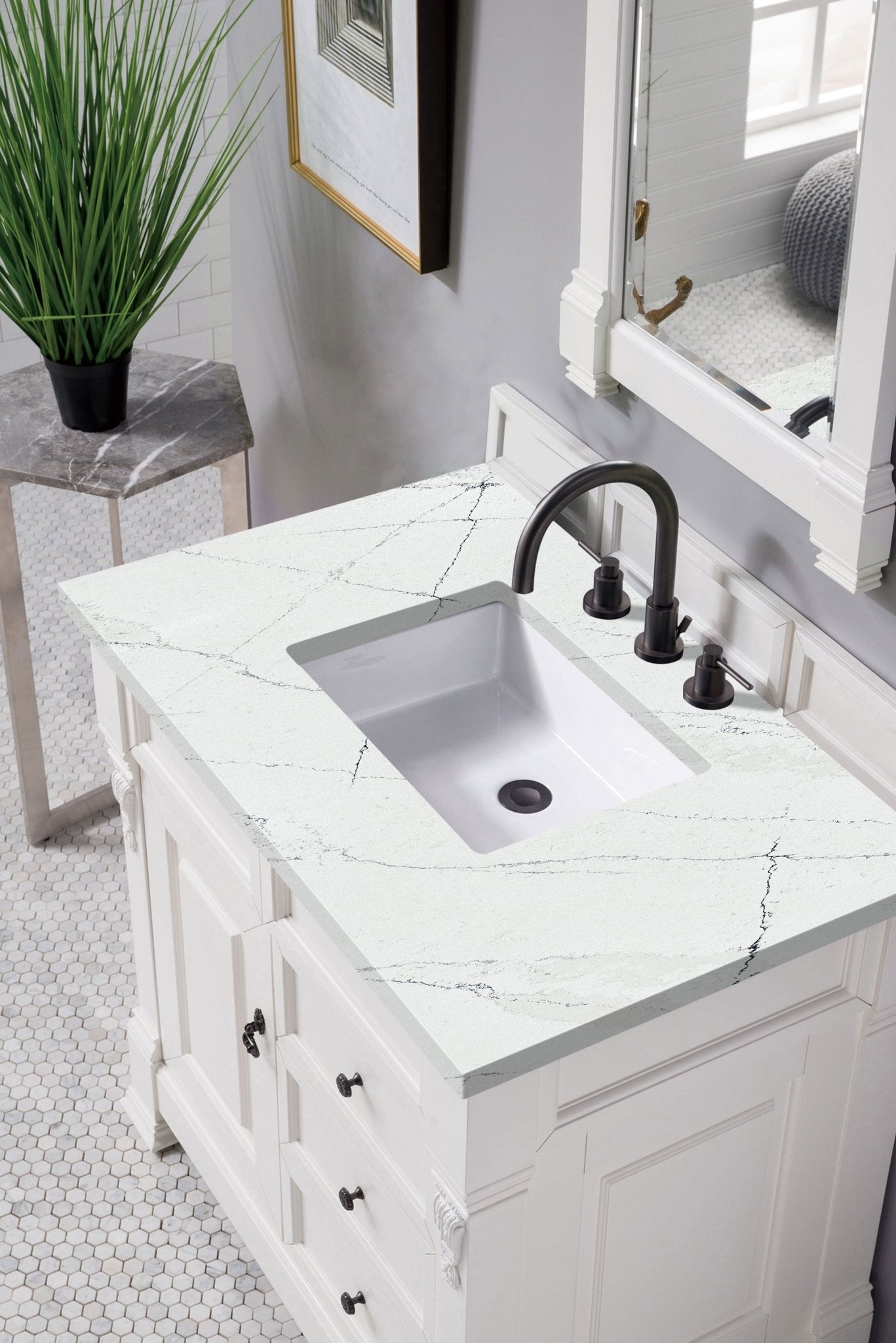 James Martin Vanities - Brookfield 36" Single Bathroom Vanity in Bright White - 147 - V36 - BW - 3ENC - Home Luxury USA