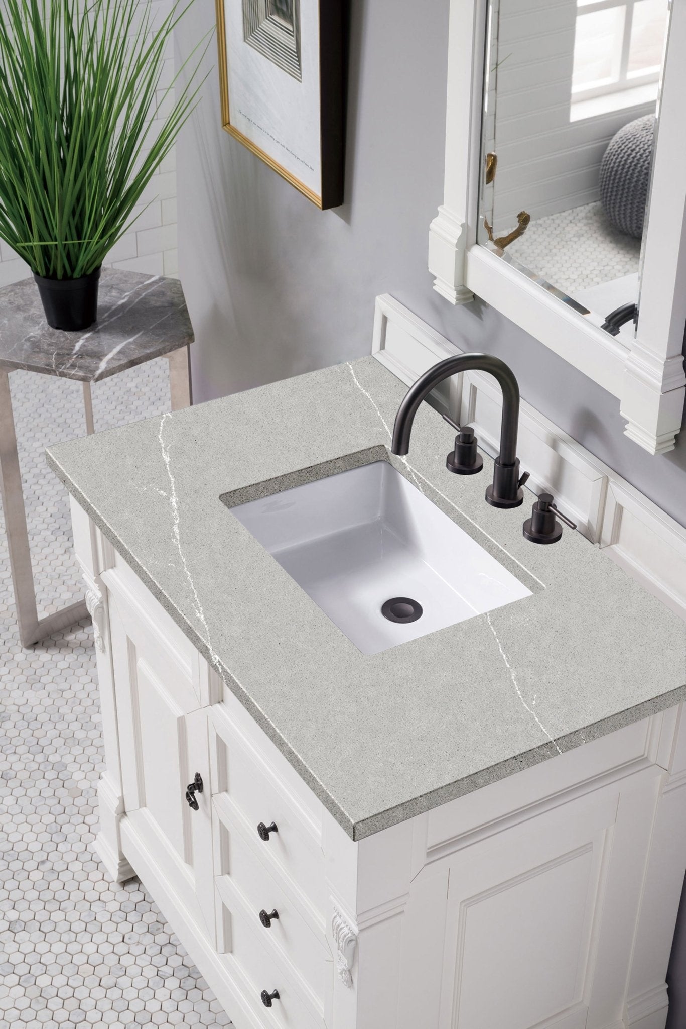 James Martin Vanities - Brookfield 36" Single Bathroom Vanity in Bright White - 147 - V36 - BW - 3ESR - Home Luxury USA