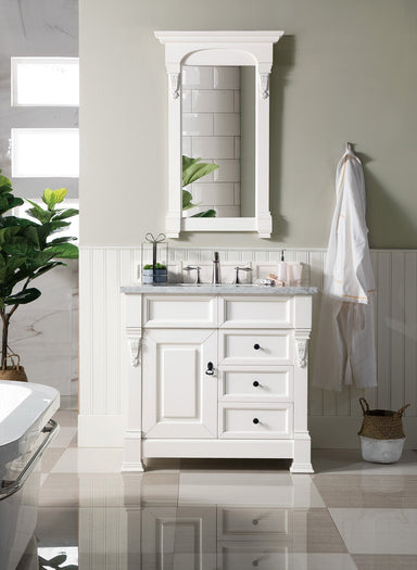 James Martin Vanities - Brookfield 36" Single Bathroom Vanity in Bright White - 147 - V36 - BW - 3WZ - Home Luxury USA