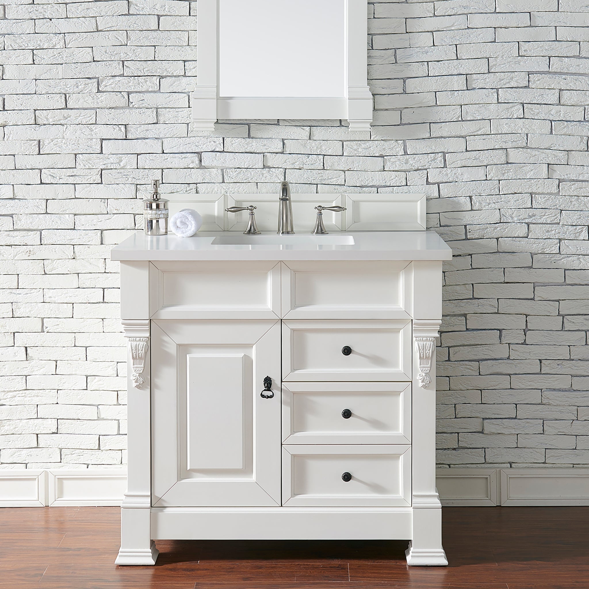 James Martin Vanities - Brookfield 36" Single Bathroom Vanity in Bright White - 147 - V36 - BW - Home Luxury USA