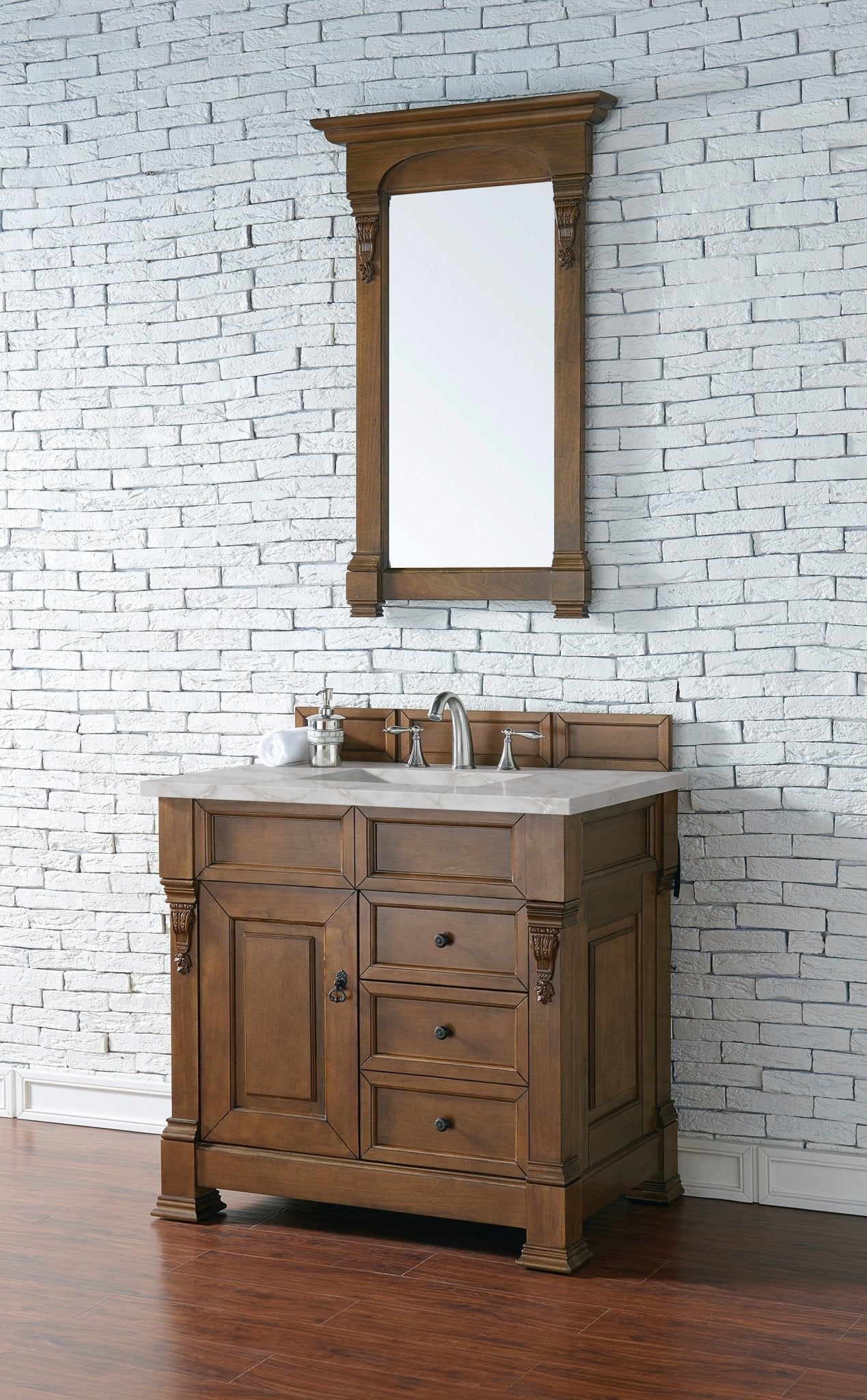 James Martin Vanities - Brookfield 36" Single Bathroom Vanity in Country Oak - 147 - 114 - 5576 - 3VSL - Home Luxury USA