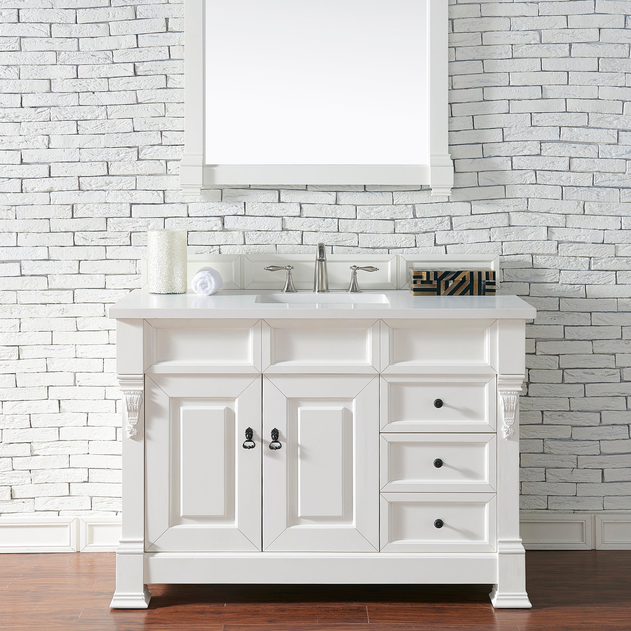 James Martin Vanities - Brookfield 48" Single Bathroom Vanity in Bright White - 147 - 114 - V48 - BW - Home Luxury USA