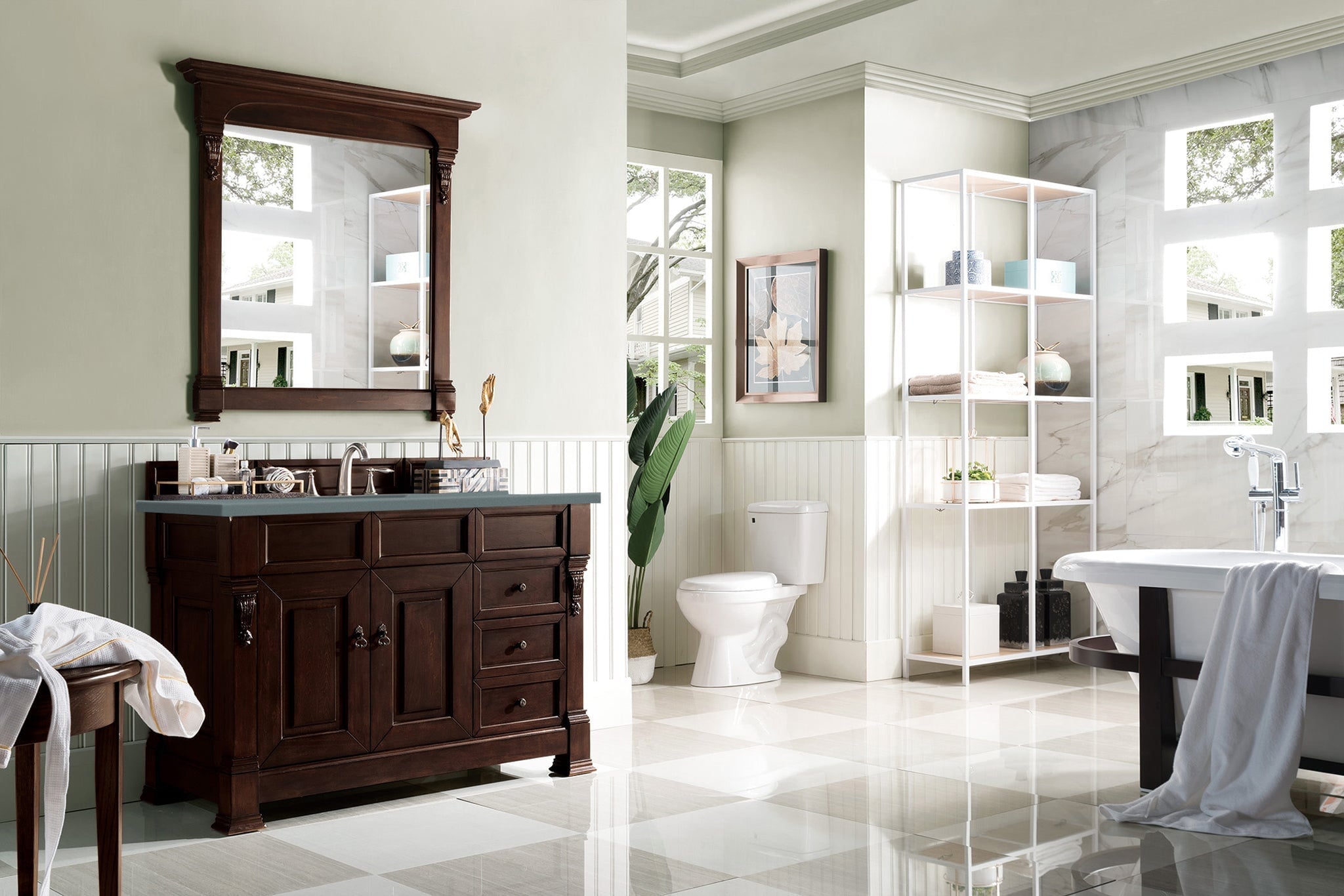 James Martin Vanities - Brookfield 48" Single Bathroom Vanity in Burnished Mahogany - 147 - 114 - V48 - BNM - 3AF - Home Luxury USA