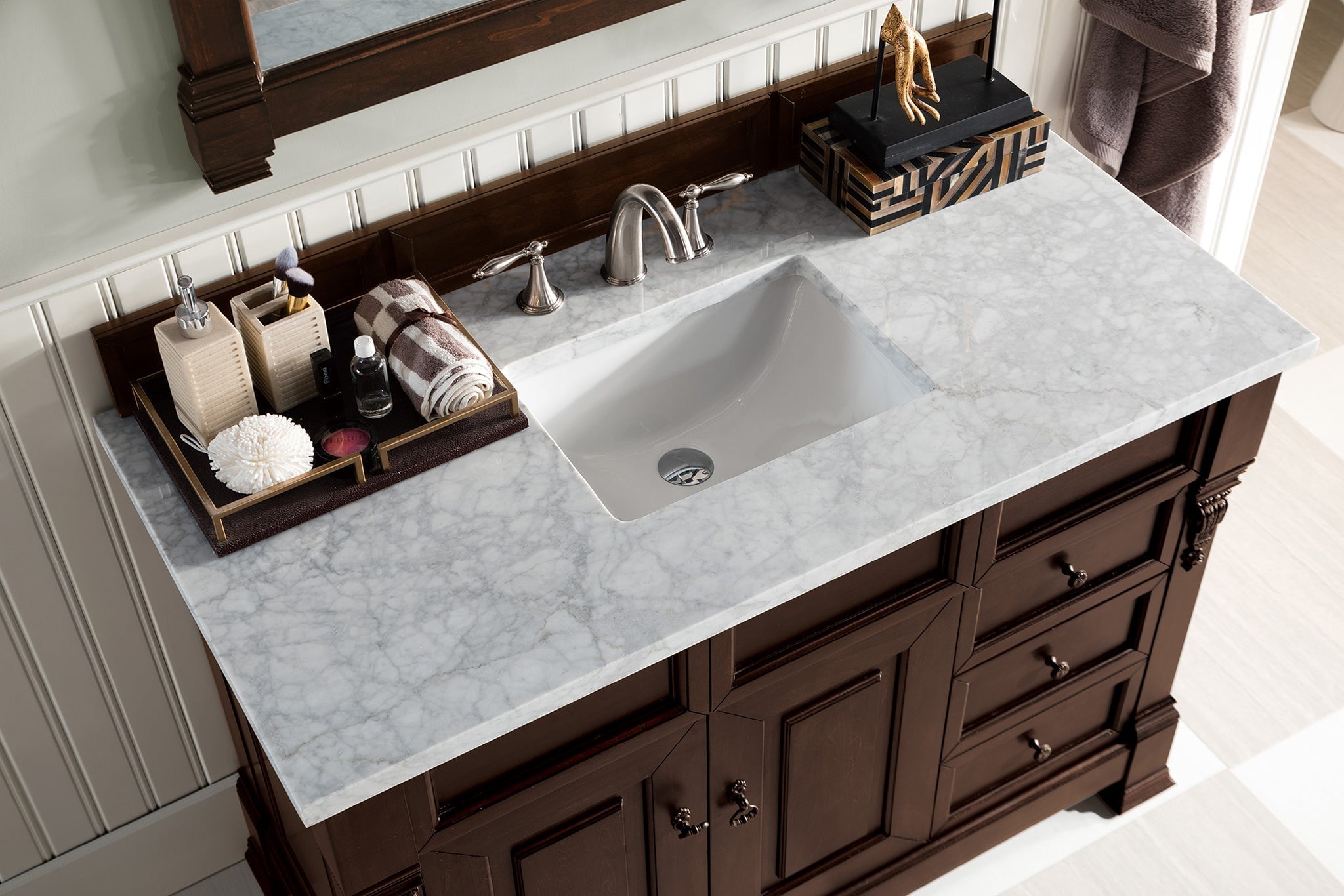 James Martin Vanities - Brookfield 48" Single Bathroom Vanity in Burnished Mahogany - 147 - 114 - V48 - BNM - 3CAR - Home Luxury USA