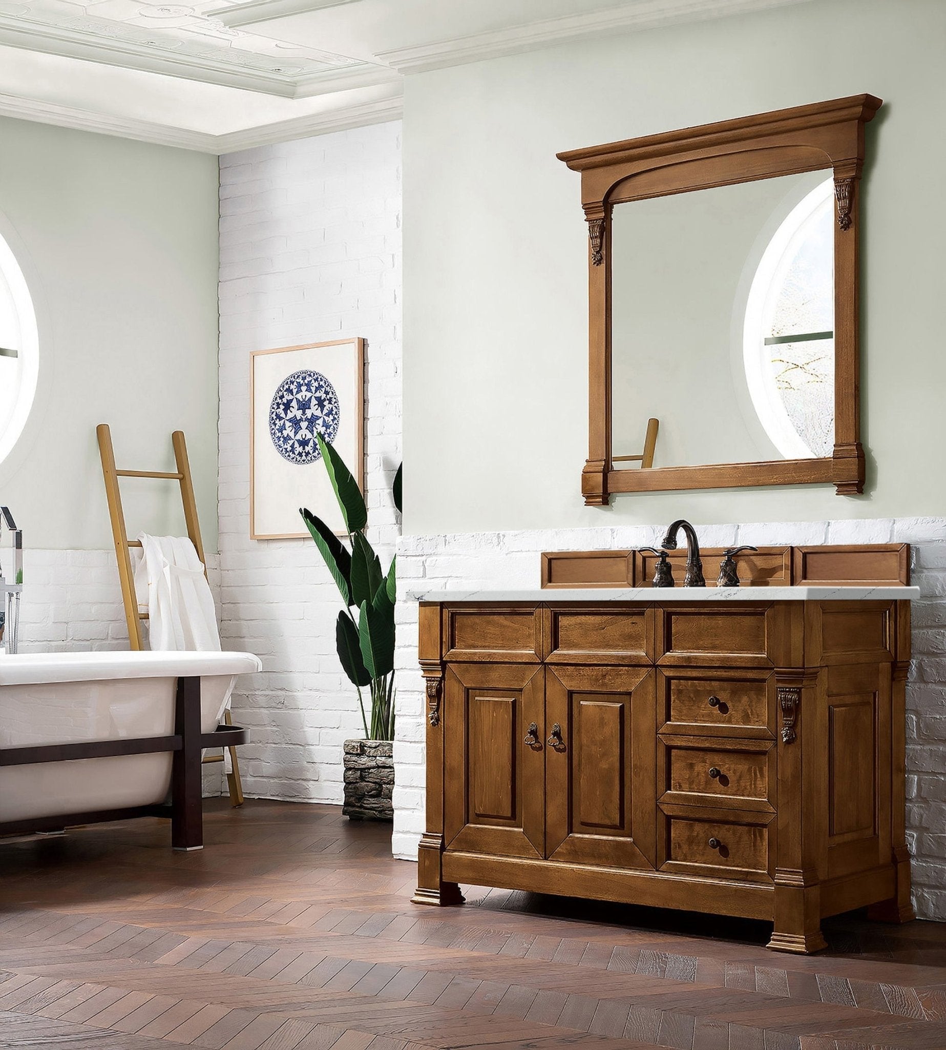 James Martin Vanities - Brookfield 48" Single Bathroom Vanity in Country Oak - 147 - 114 - V48 - COK - 3CAR - Home Luxury USA