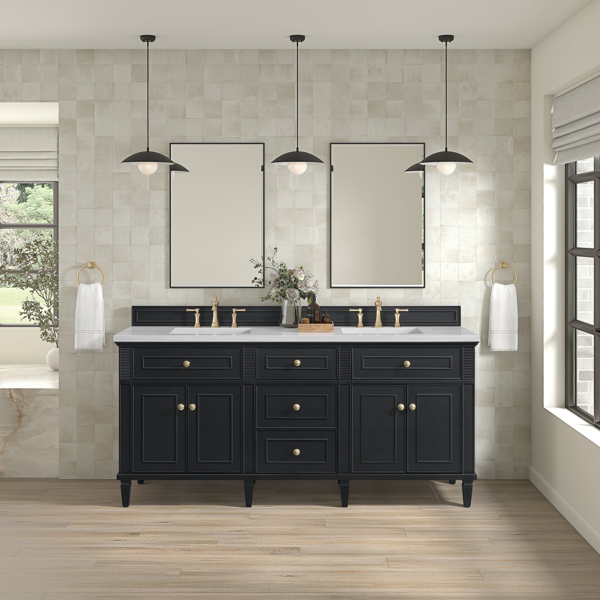 James Martin Vanities - Lorelai 60" Double Vanity in Black Onyx - 424 - V60D - BKO - Home Luxury USA