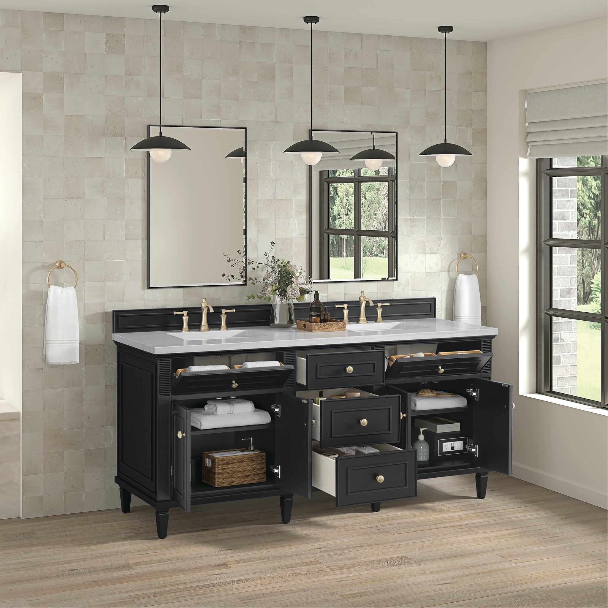 James Martin Vanities - Lorelai 60" Double Vanity in Black Onyx - 424 - V60D - BKO - Home Luxury USA