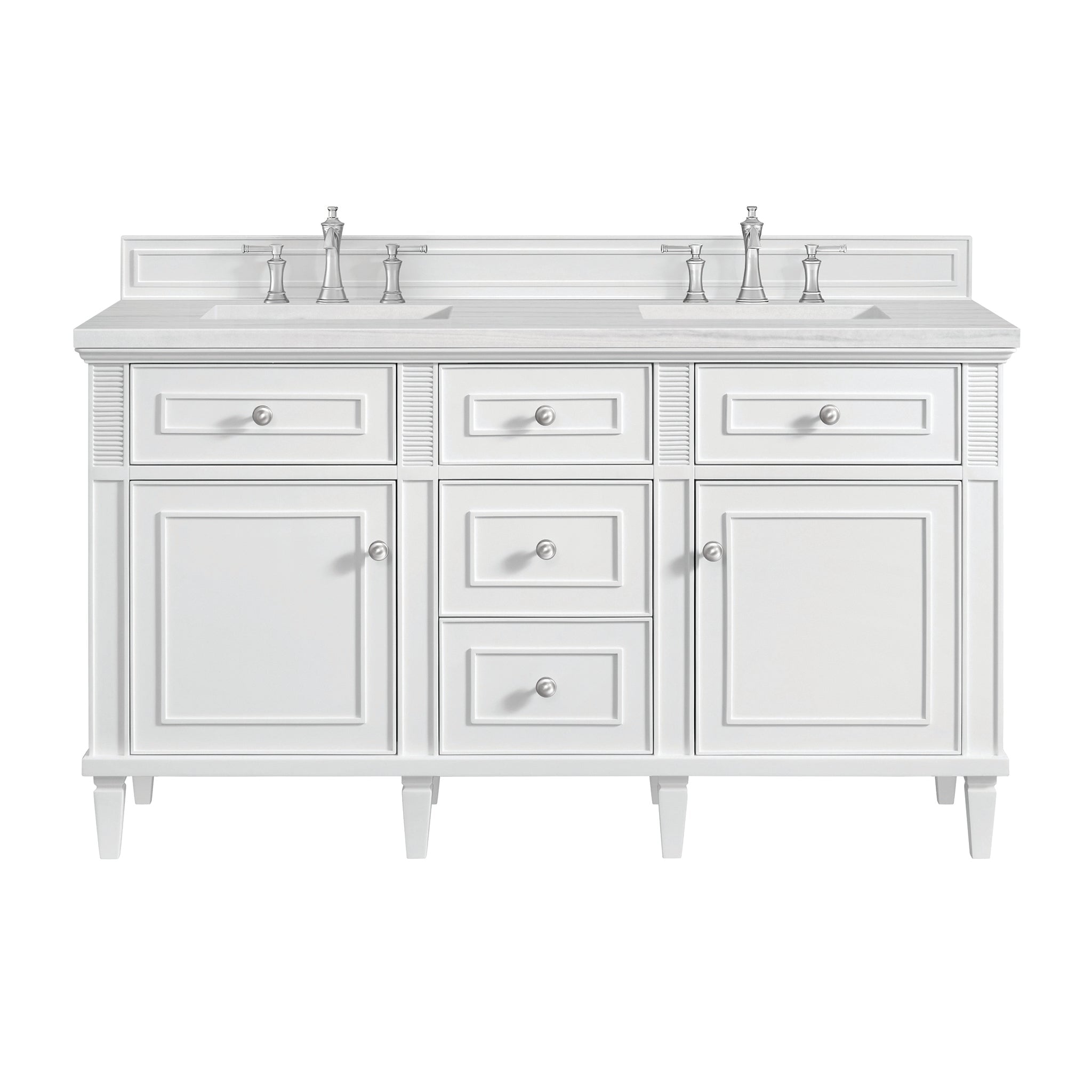 James Martin Vanities - Lorelai 60" Double Vanity in Bright White - 424 - V60D - BW - Home Luxury USA