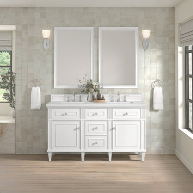 James Martin Vanities - Lorelai 60" Double Vanity in Bright White - 424 - V60D - BW - Home Luxury USA