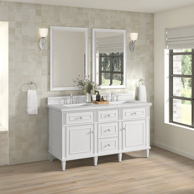 James Martin Vanities - Lorelai 60" Double Vanity in Bright White - 424 - V60D - BW - Home Luxury USA