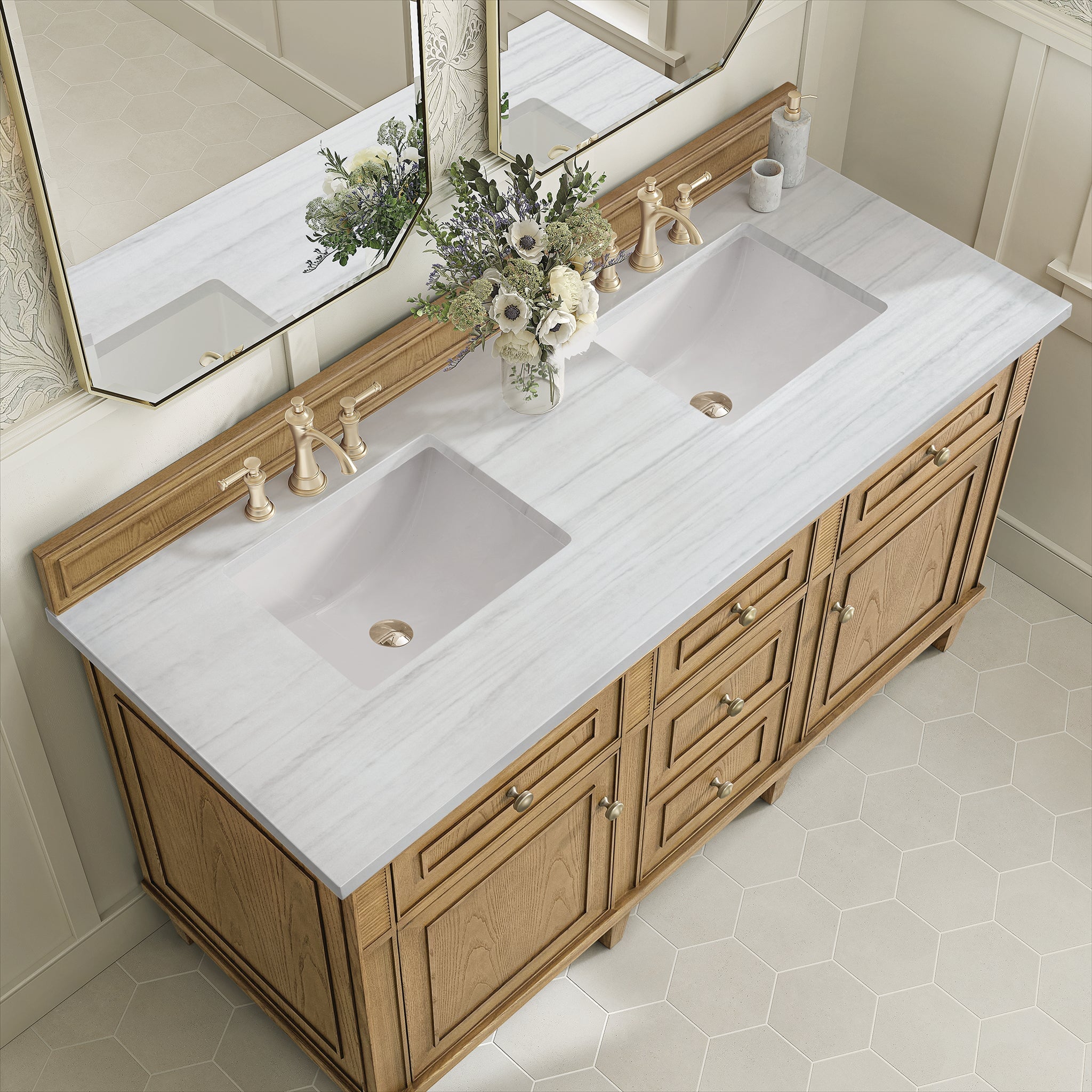 James Martin Vanities - Lorelai 60" Double Vanity in Light Natural Oak - 424 - V60D - LNO - 3AF - Home Luxury USA