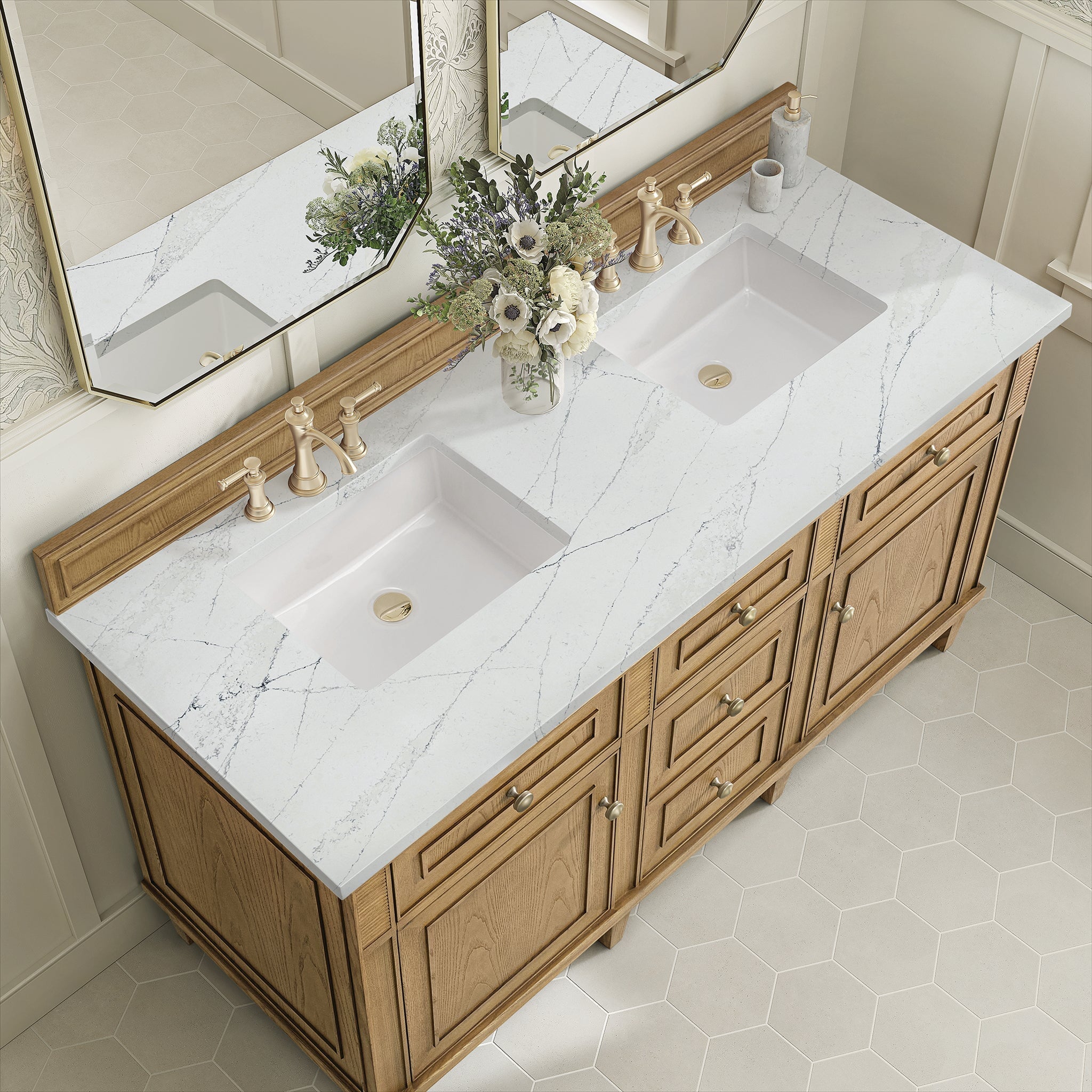 James Martin Vanities - Lorelai 60" Double Vanity in Light Natural Oak - 424 - V60D - LNO - 3ENC - Home Luxury USA