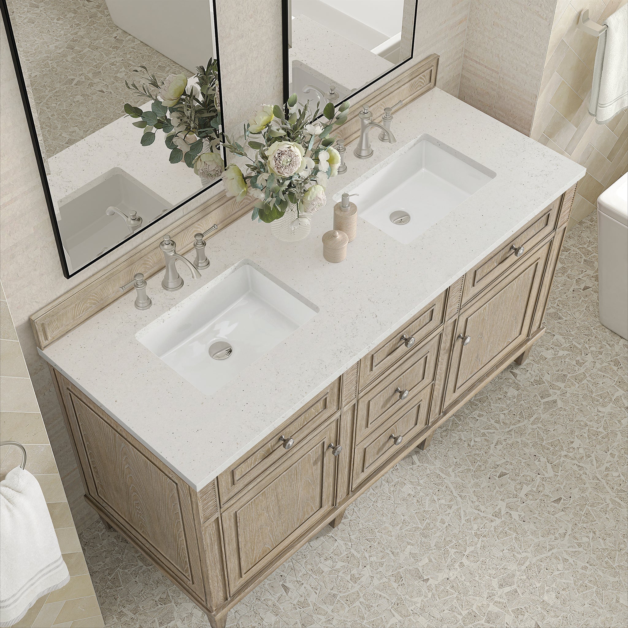 Lorelai 60" Double Vanity in Whitewashed Oak