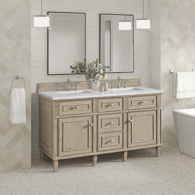 James Martin Vanities - Lorelai 60" Double Vanity in Whitewashed Oak - 424 - V60D - WWO - Home Luxury USA