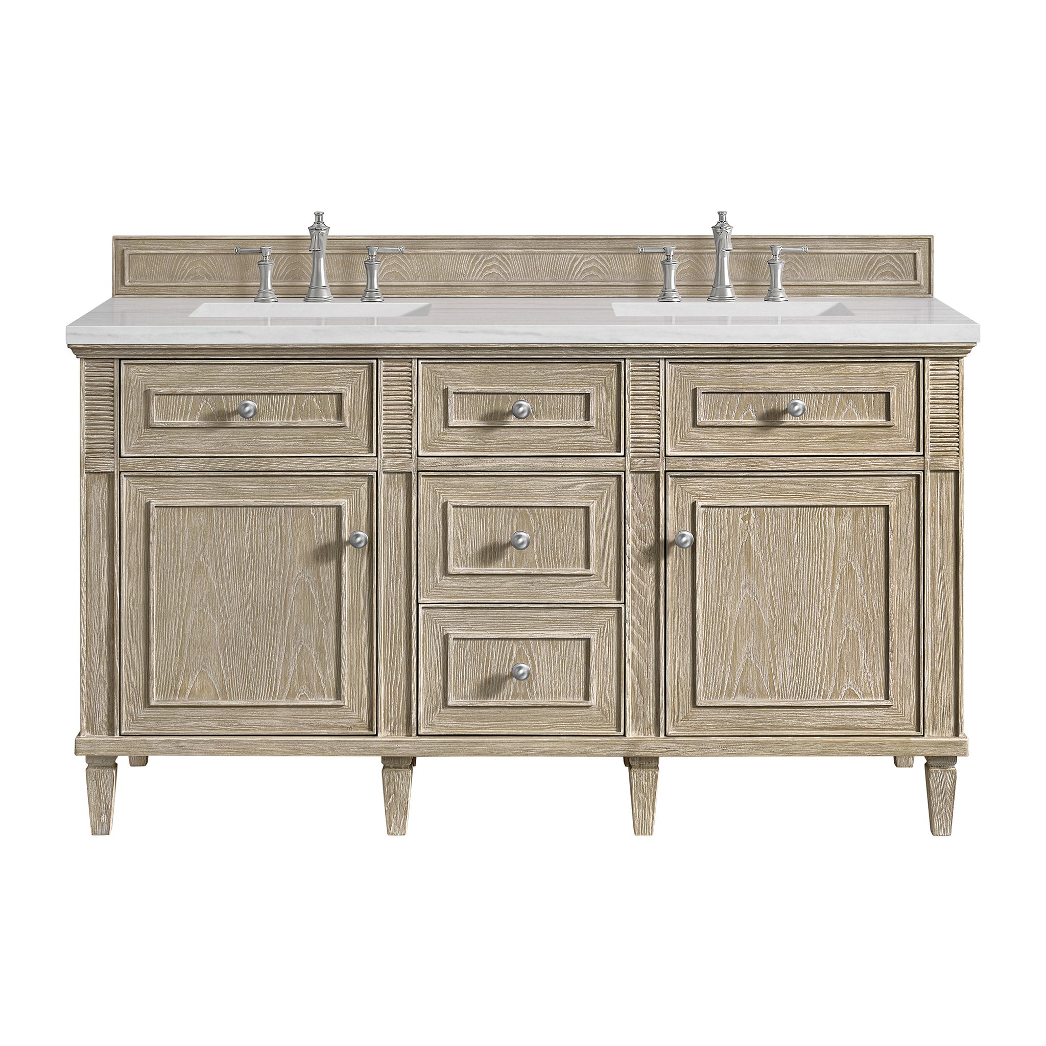 James Martin Vanities - Lorelai 60" Double Vanity in Whitewashed Oak - 424 - V60D - WWO - Home Luxury USA