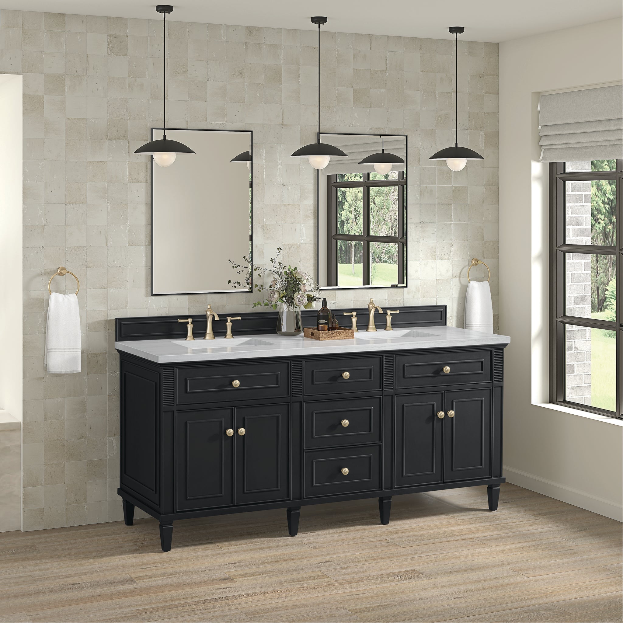 Lorelai 72" Double Vanity in Black Onyx by James Martin Vanities - SKU 424-V72-BKO | Home Luxury USA