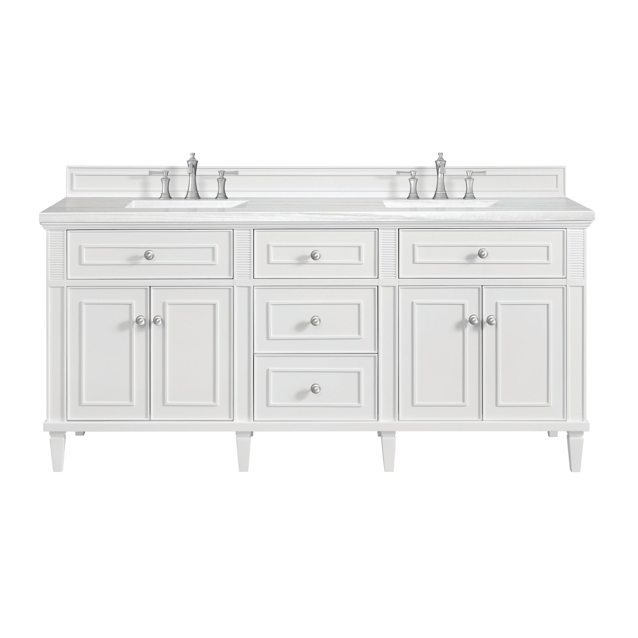 Lorelai 72" Double Vanity in Bright White by James Martin Vanities - SKU 424-V72-BW | Home Luxury USA