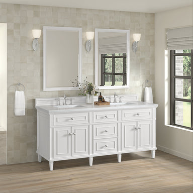 James Martin Vanities - Lorelai 72" Double Vanity in Bright White - 424 - V72D - BW - Home Luxury USA