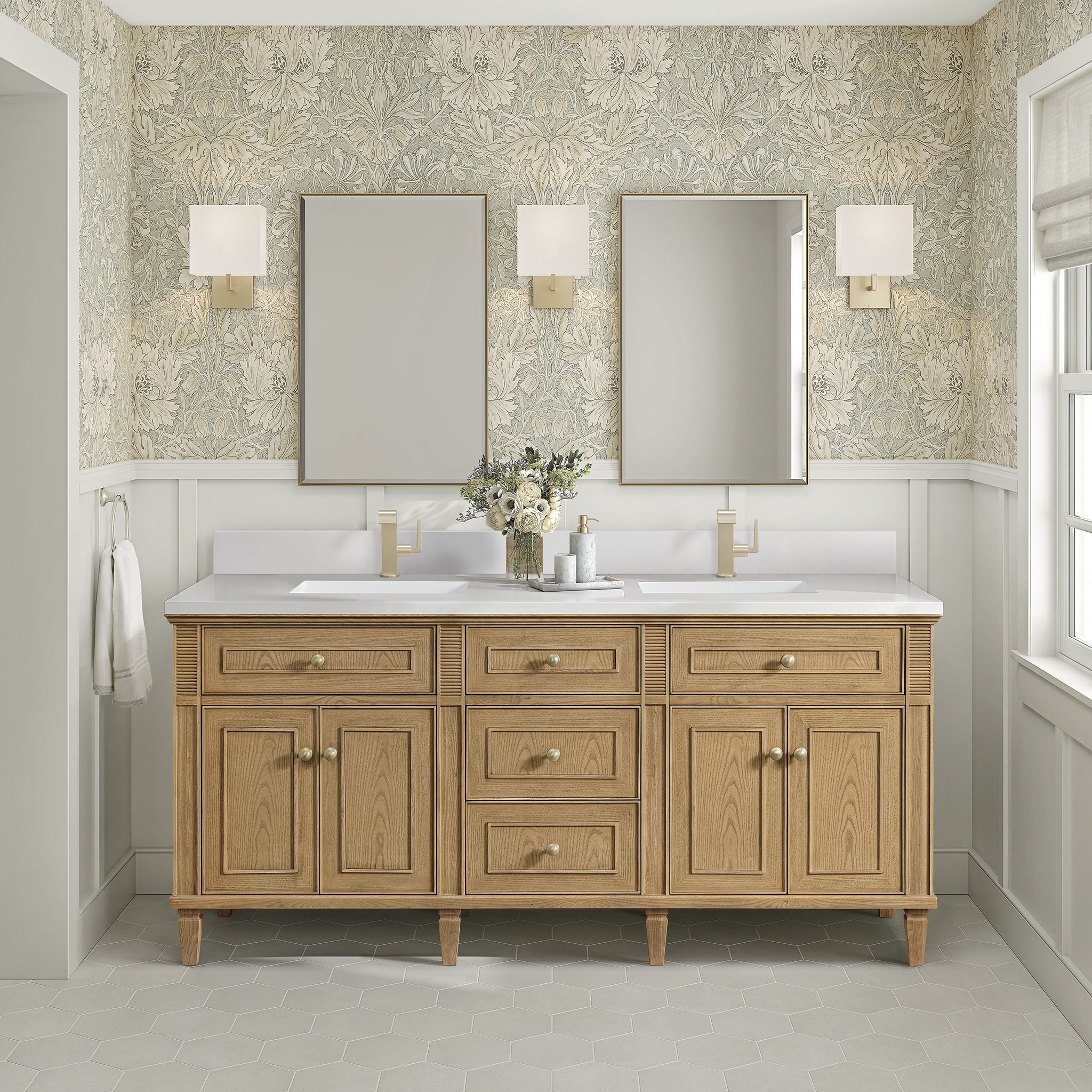 James Martin Vanities - Lorelai 72" Double Vanity in Light Natural Oak - 424 - V72D - LNO - 1WZ - Home Luxury USA