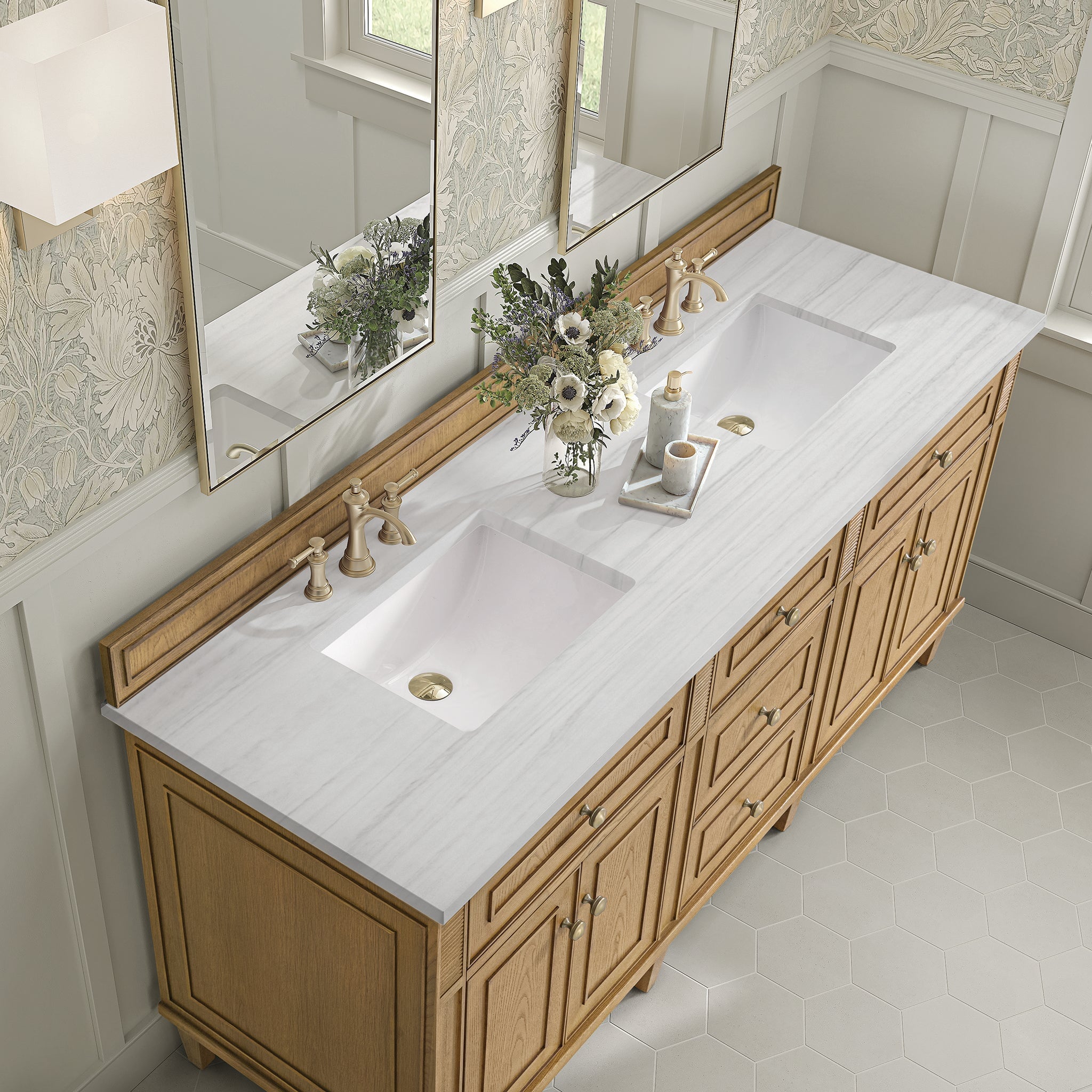 James Martin Vanities - Lorelai 72" Double Vanity in Light Natural Oak - 424 - V72D - LNO - 3AF - Home Luxury USA