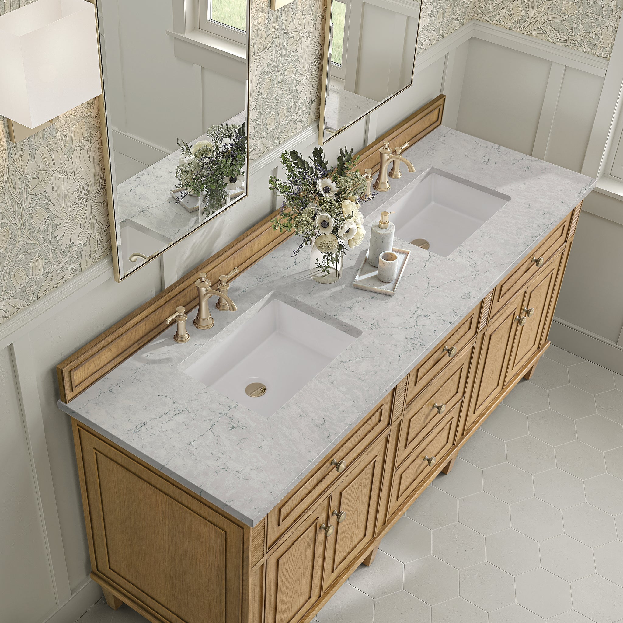 James Martin Vanities - Lorelai 72" Double Vanity in Light Natural Oak - 424 - V72D - LNO - 3EJP - Home Luxury USA