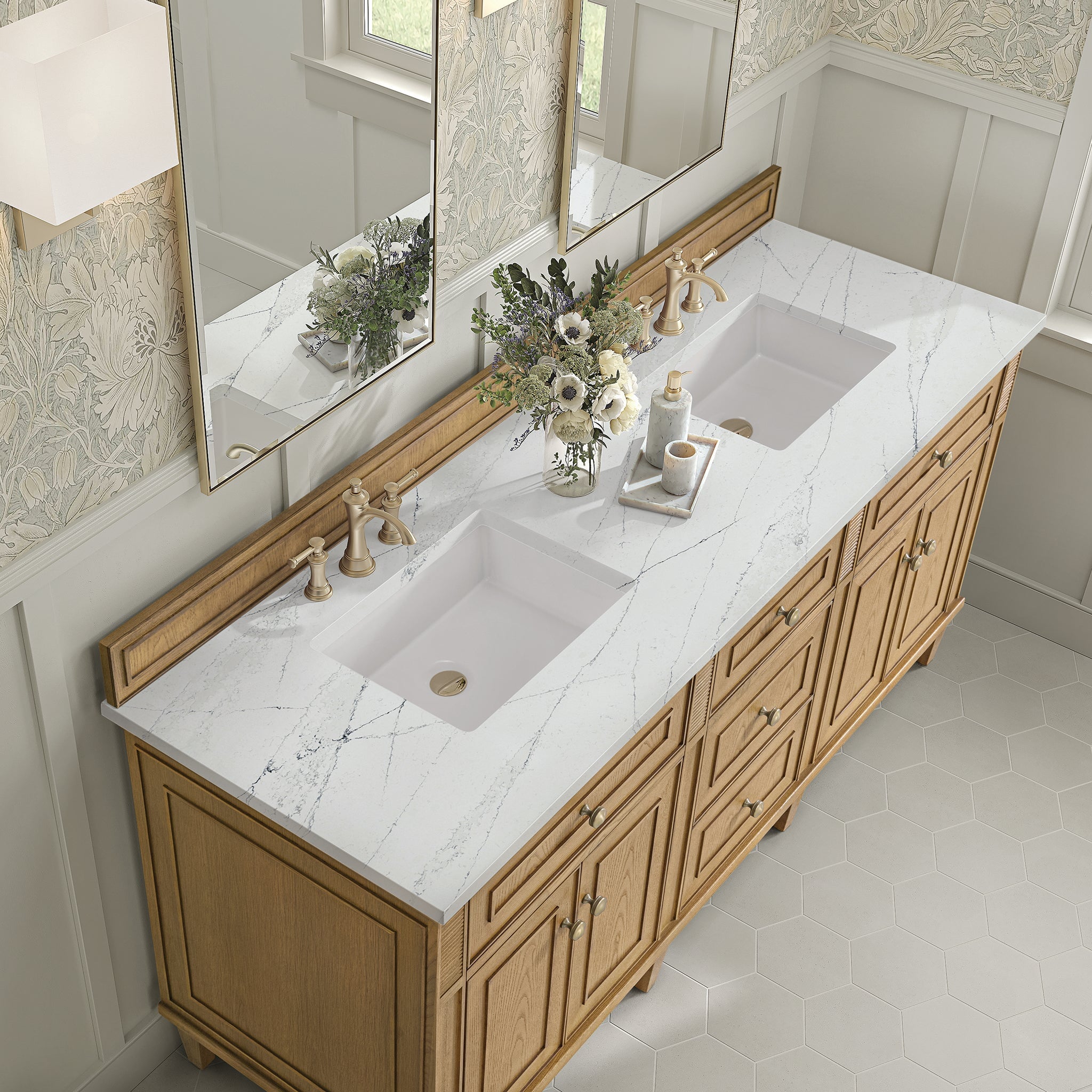 James Martin Vanities - Lorelai 72" Double Vanity in Light Natural Oak - 424 - V72D - LNO - 3ENC - Home Luxury USA