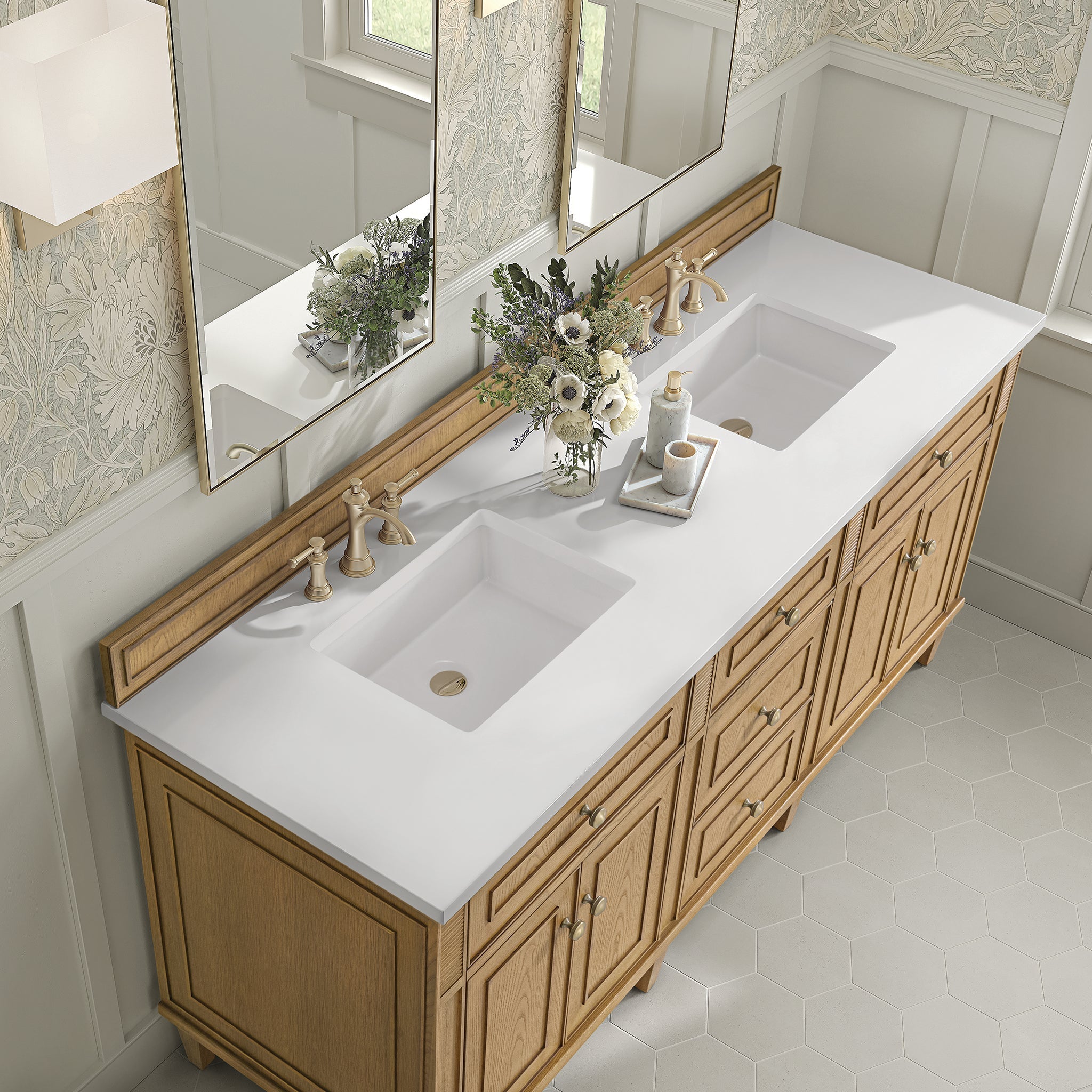 James Martin Vanities - Lorelai 72" Double Vanity in Light Natural Oak - 424 - V72D - LNO - 3WZ - Home Luxury USA