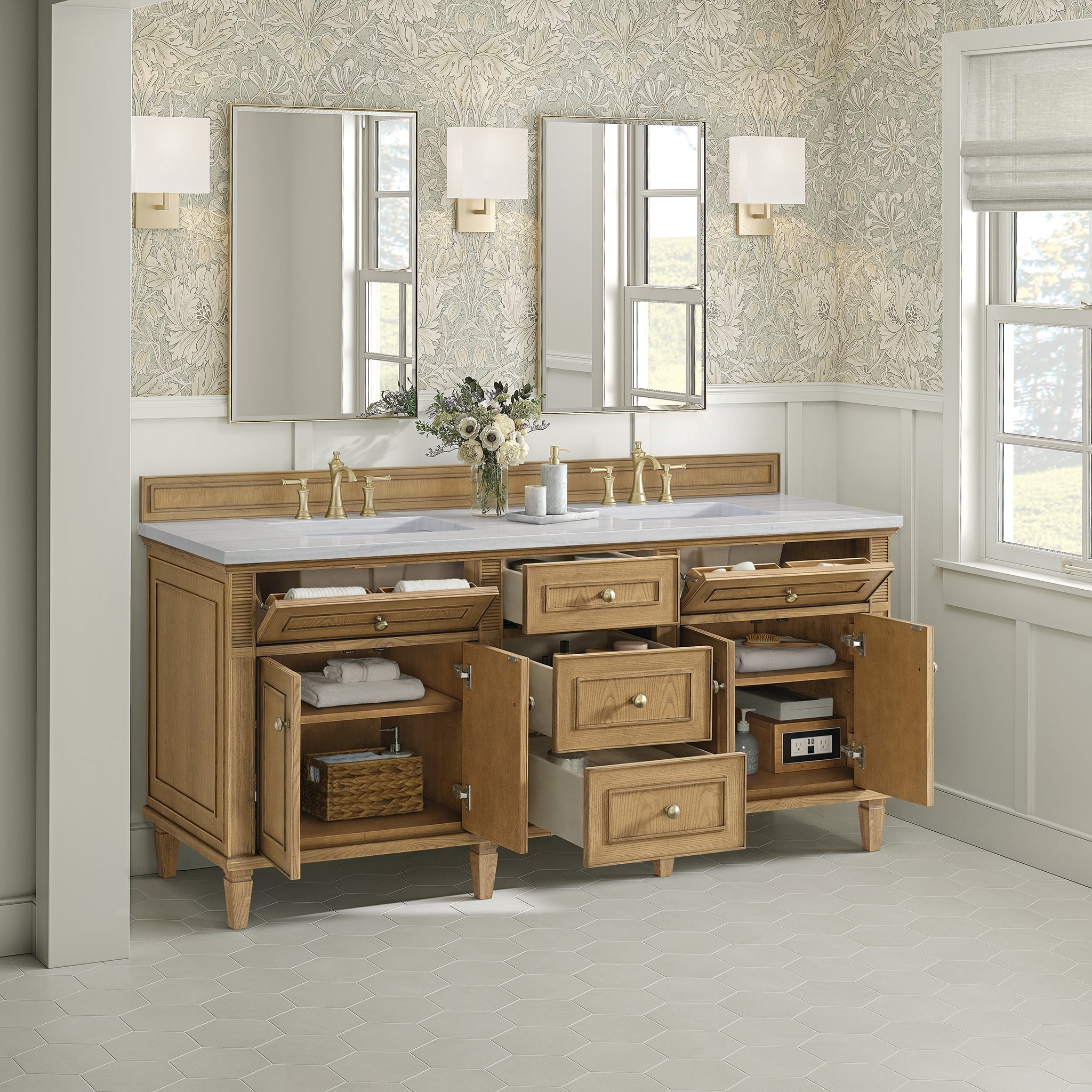 James Martin Vanities - Lorelai 72" Double Vanity in Light Natural Oak - 424 - V72D - LNO - Home Luxury USA