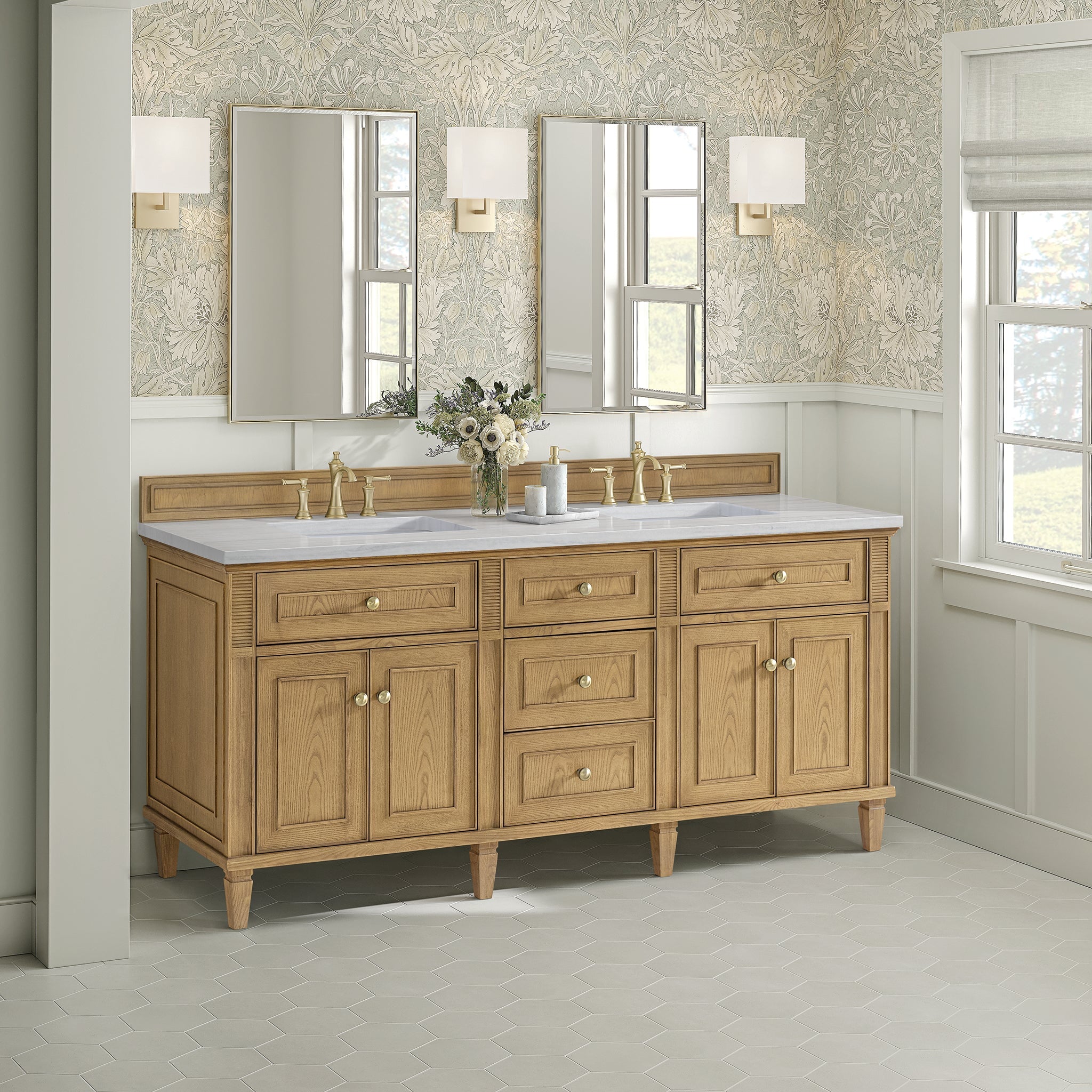 James Martin Vanities - Lorelai 72" Double Vanity in Light Natural Oak - 424 - V72D - LNO - Home Luxury USA