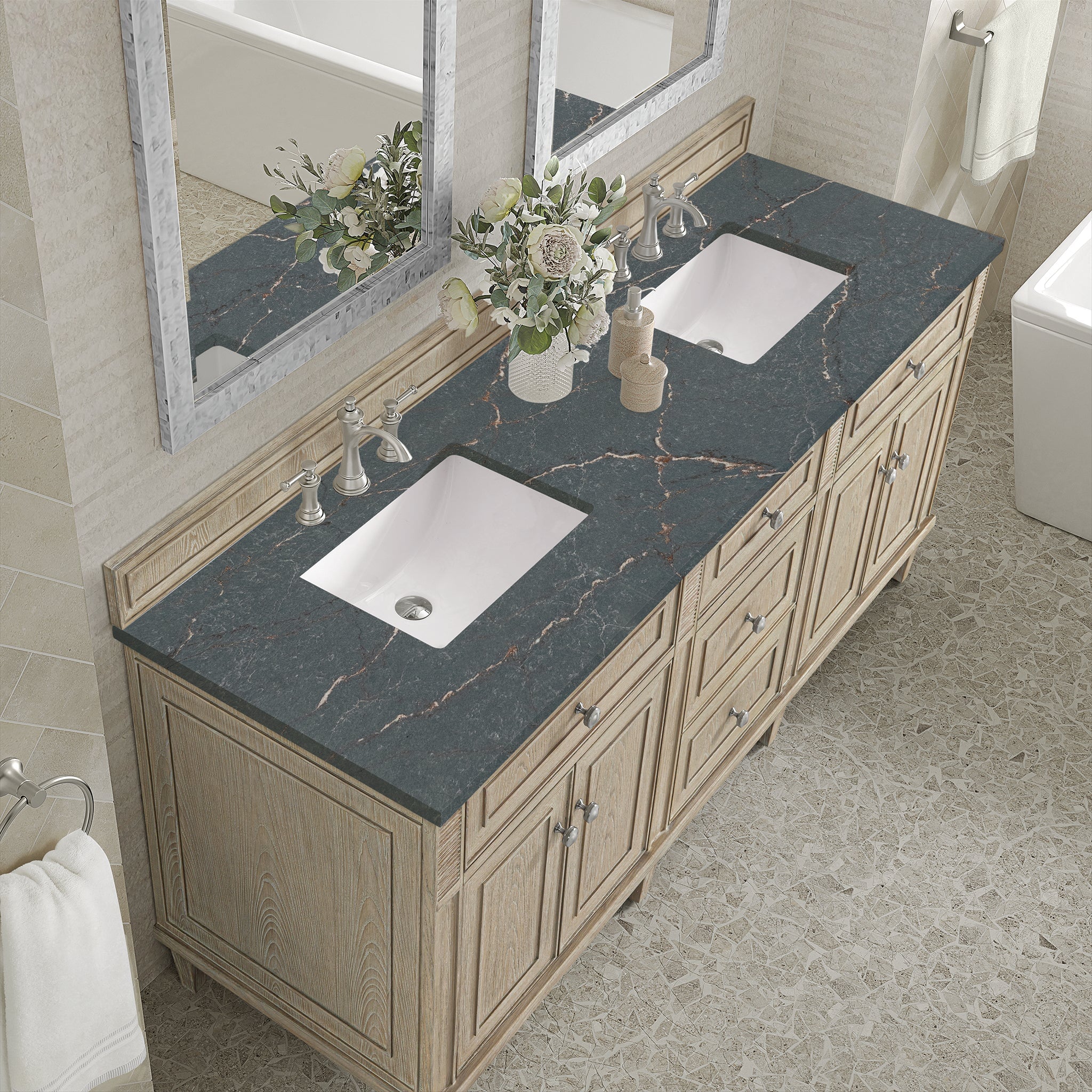 Lorelai 72" Double Vanity in Whitewashed Oak