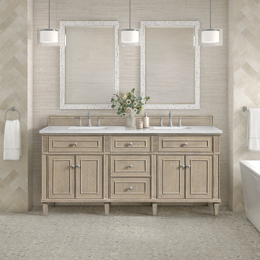 Lorelai 72" Double Vanity in Whitewashed Oak by James Martin Vanities - SKU 424-V72-WWO | Home Luxury USA