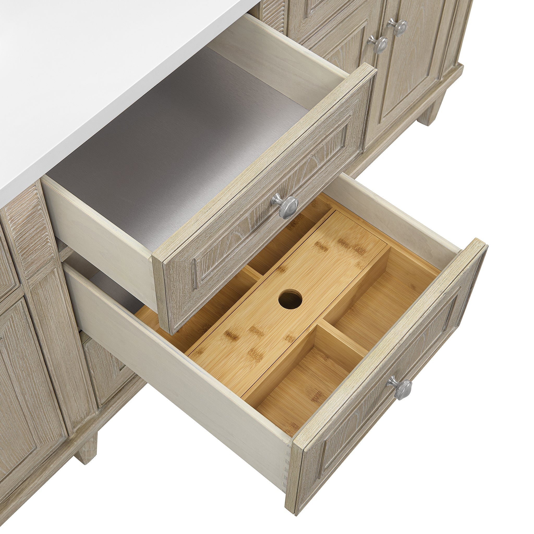 James Martin Vanities - Lorelai 72" Double Vanity in Whitewashed Oak - 424 - V72D - WWO - Home Luxury USA