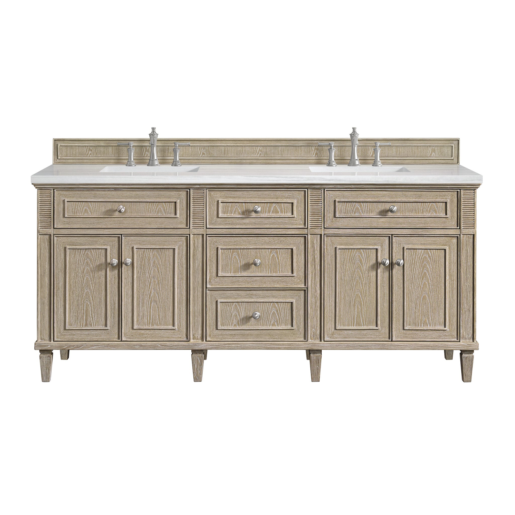 James Martin Vanities - Lorelai 72" Double Vanity in Whitewashed Oak - 424 - V72D - WWO - Home Luxury USA