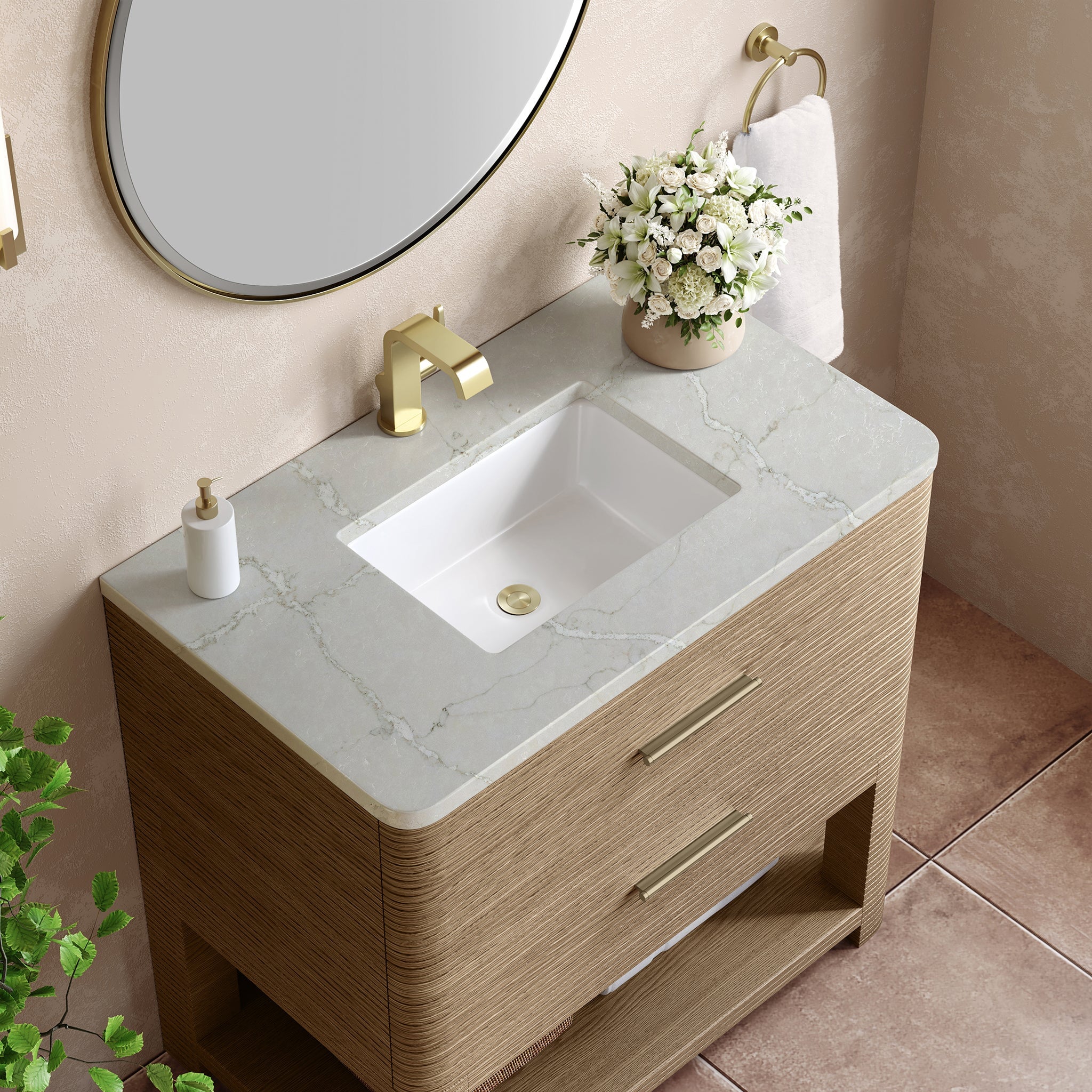 James Martin Vanities - Lucian 36" Single Vanity in Pebble Oak - D704 - V36 - PBO - 3VSL - Home Luxury USA