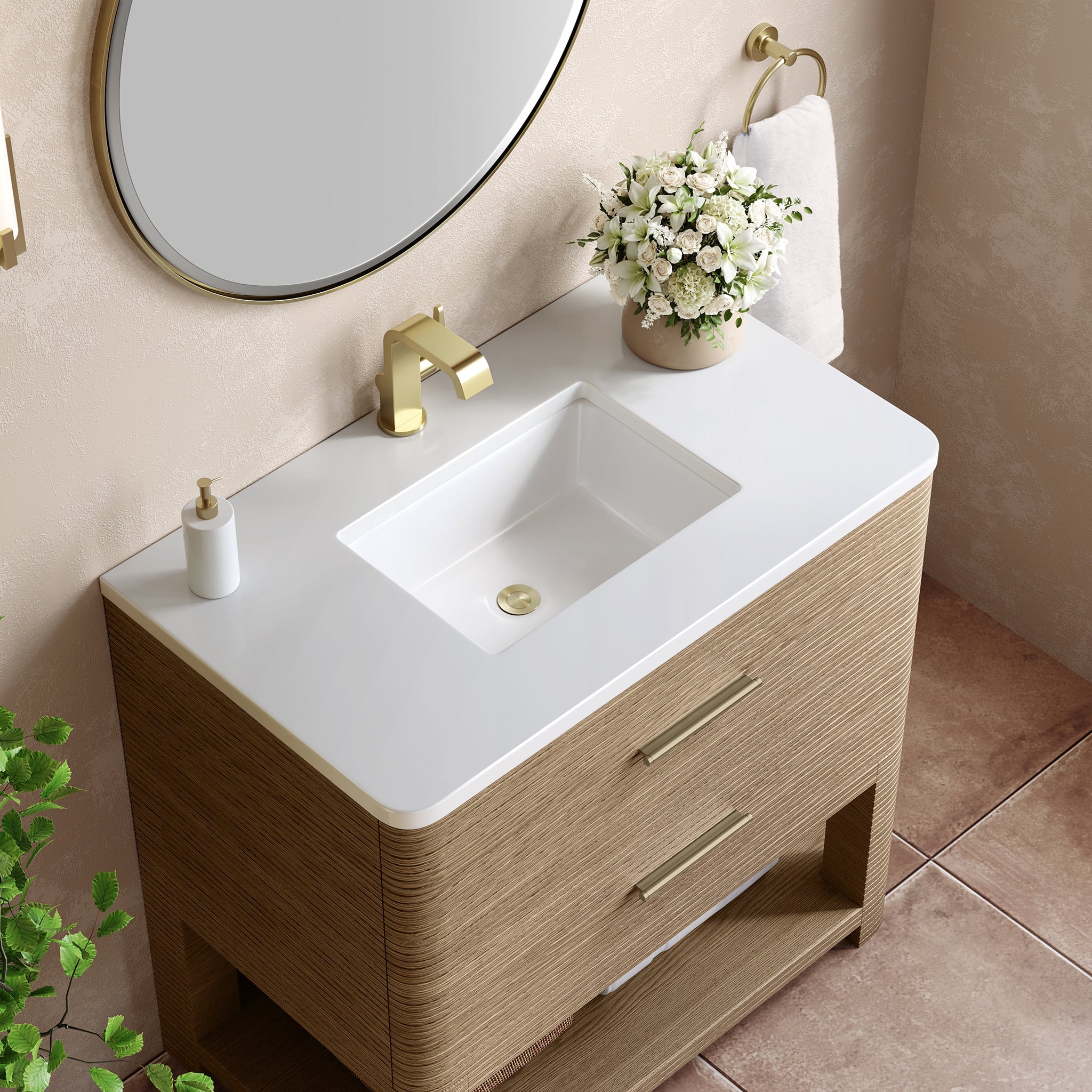 James Martin Vanities - Lucian 36" Single Vanity in Pebble Oak - D704 - V36 - PBO - 3WZ - Home Luxury USA