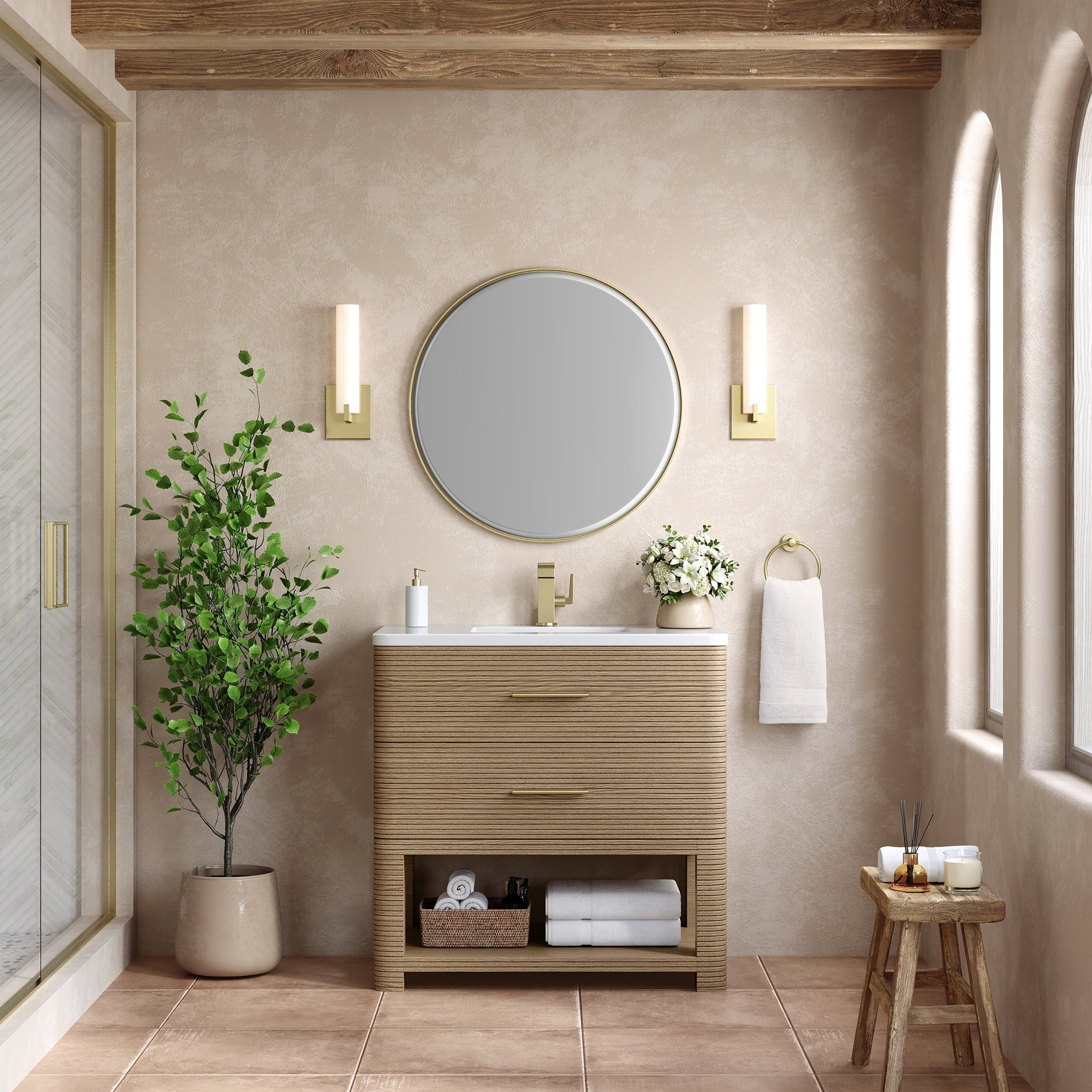 James Martin Vanities - Lucian 36" Single Vanity in Pebble Oak - D704 - V36 - PBO - Home Luxury USA