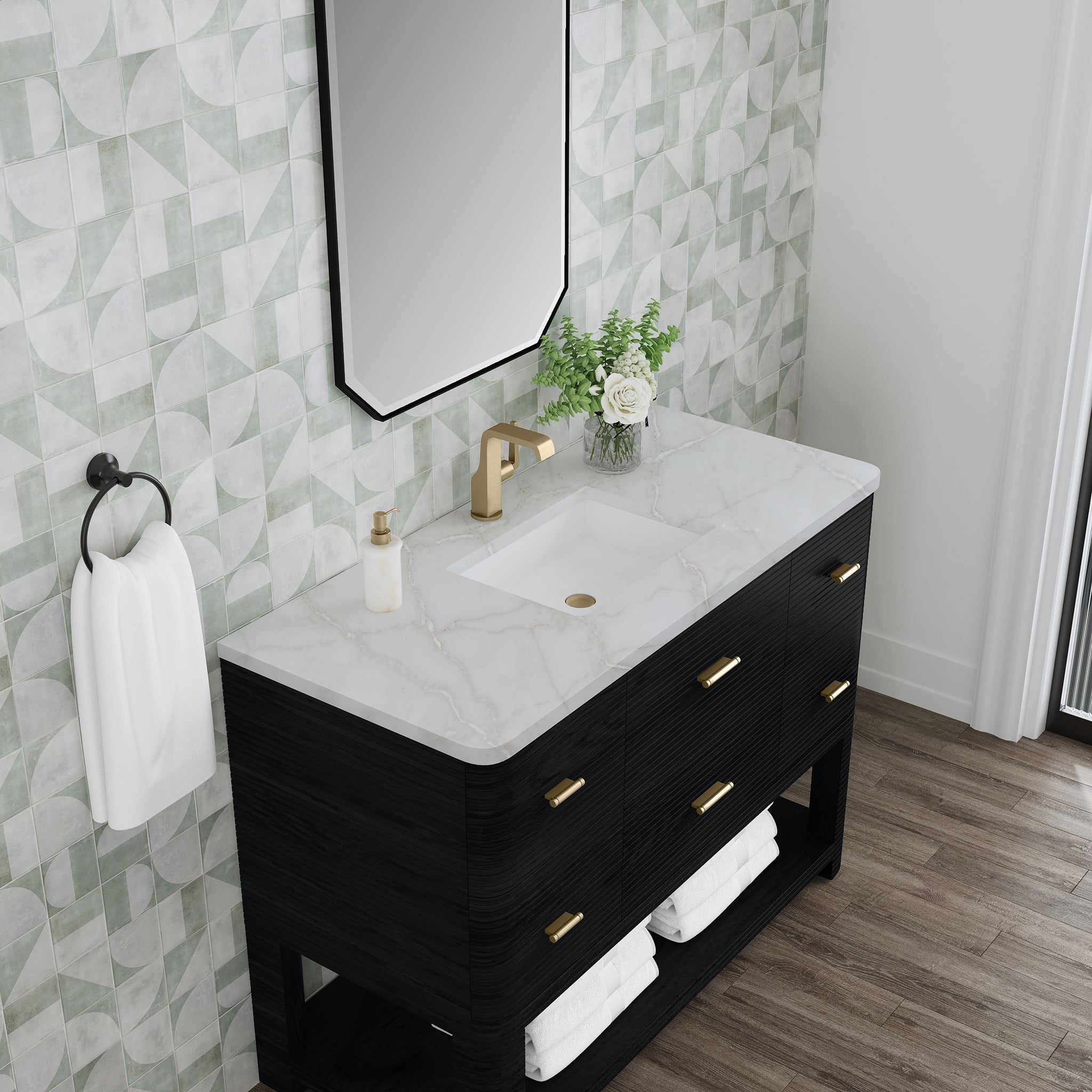 James Martin Vanities - Lucian 48" Single Vanity in Carbon Oak - D704 - V48 - CBO - 3VSL - Home Luxury USA