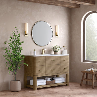 James Martin Vanities - Lucian 48" Single Vanity in Pebble Oak - D704 - V48 - CBO - 3WZ - Home Luxury USA