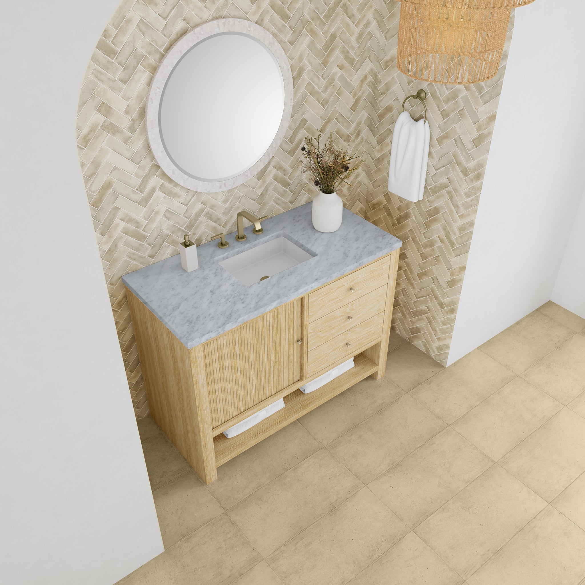 James Martin Vanities - Marigot Single 48" Single Vanity in Sunwashed Oak - D404 - V48 - SWO - 3CAR - Home Luxury USA