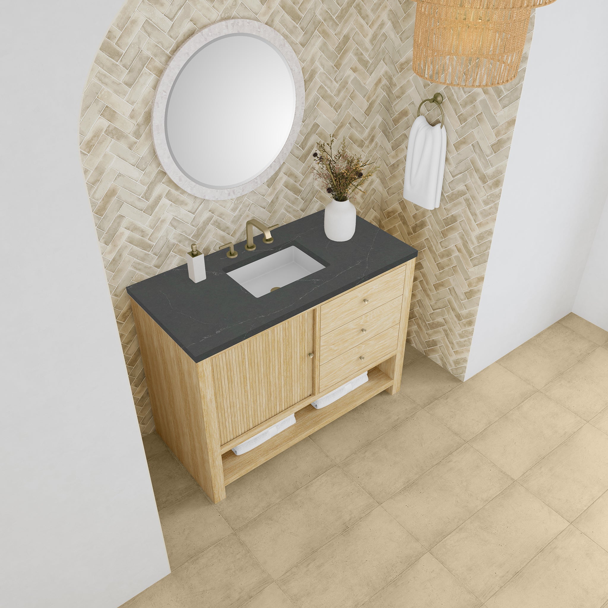 James Martin Vanities - Marigot Single 48" Single Vanity in Sunwashed Oak - D404 - V48 - SWO - 3CSP - Home Luxury USA