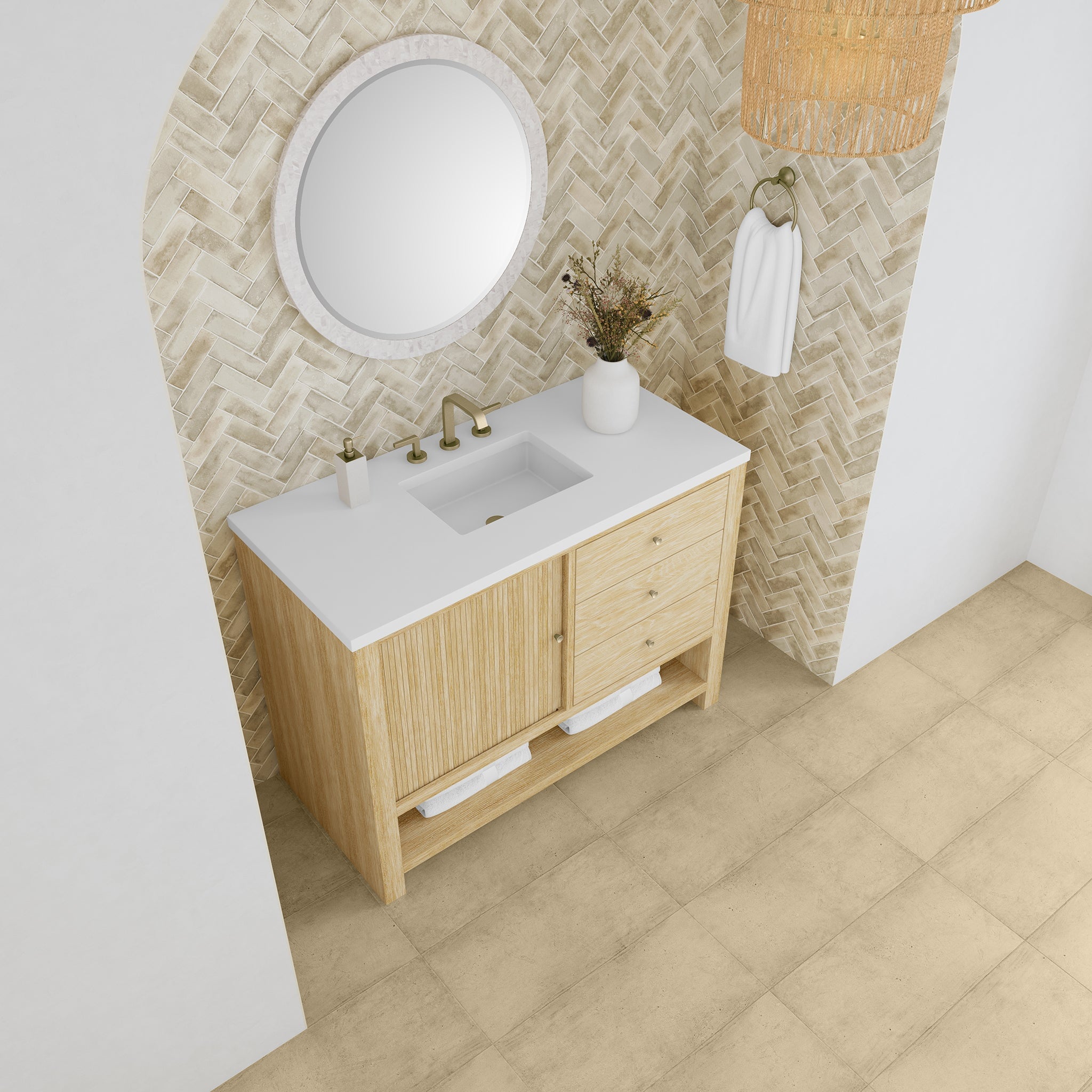 James Martin Vanities - Marigot Single 48" Single Vanity in Sunwashed Oak - D404 - V48 - SWO - 3EJP - Home Luxury USA