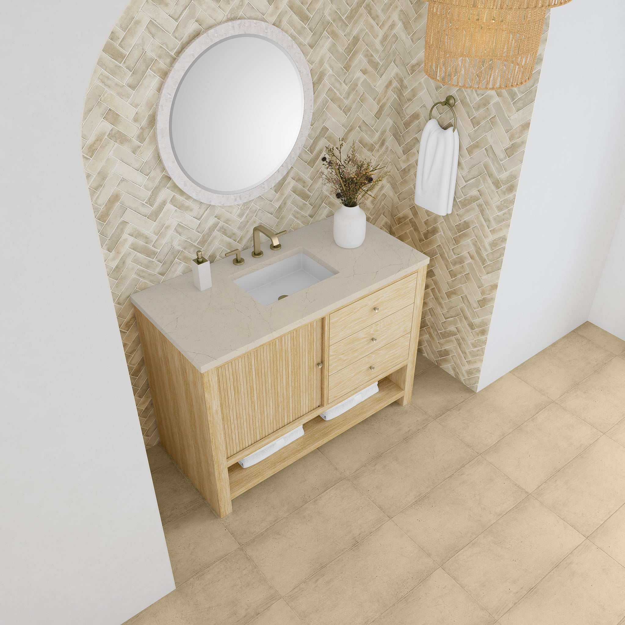 James Martin Vanities - Marigot Single 48" Single Vanity in Sunwashed Oak - D404 - V48 - SWO - 3EMR - Home Luxury USA