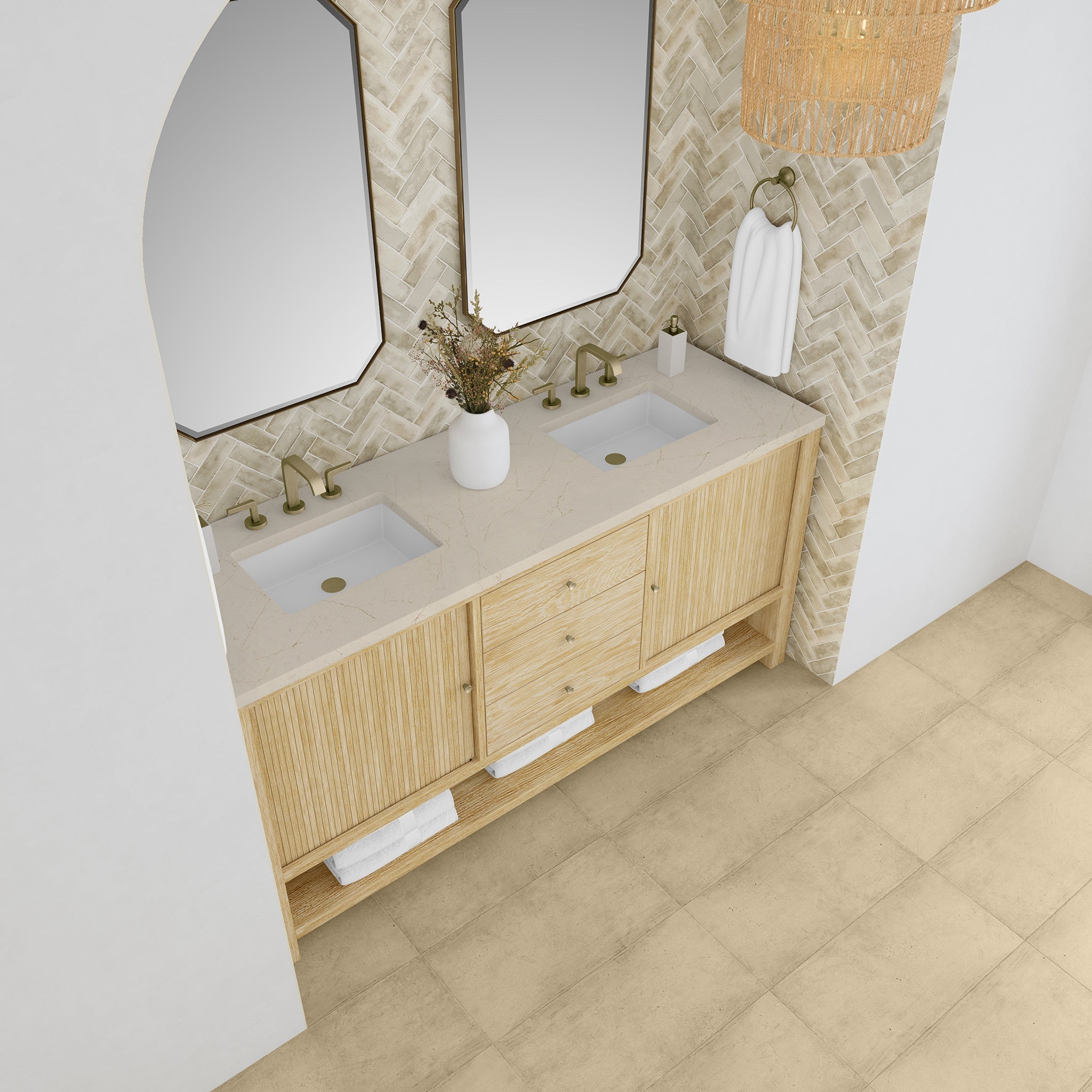 James Martin Vanities - Marigot Single 72" Double Vanity in Sunwashed Oak - D404 - V72 - SWO - 3EMR - Home Luxury USA