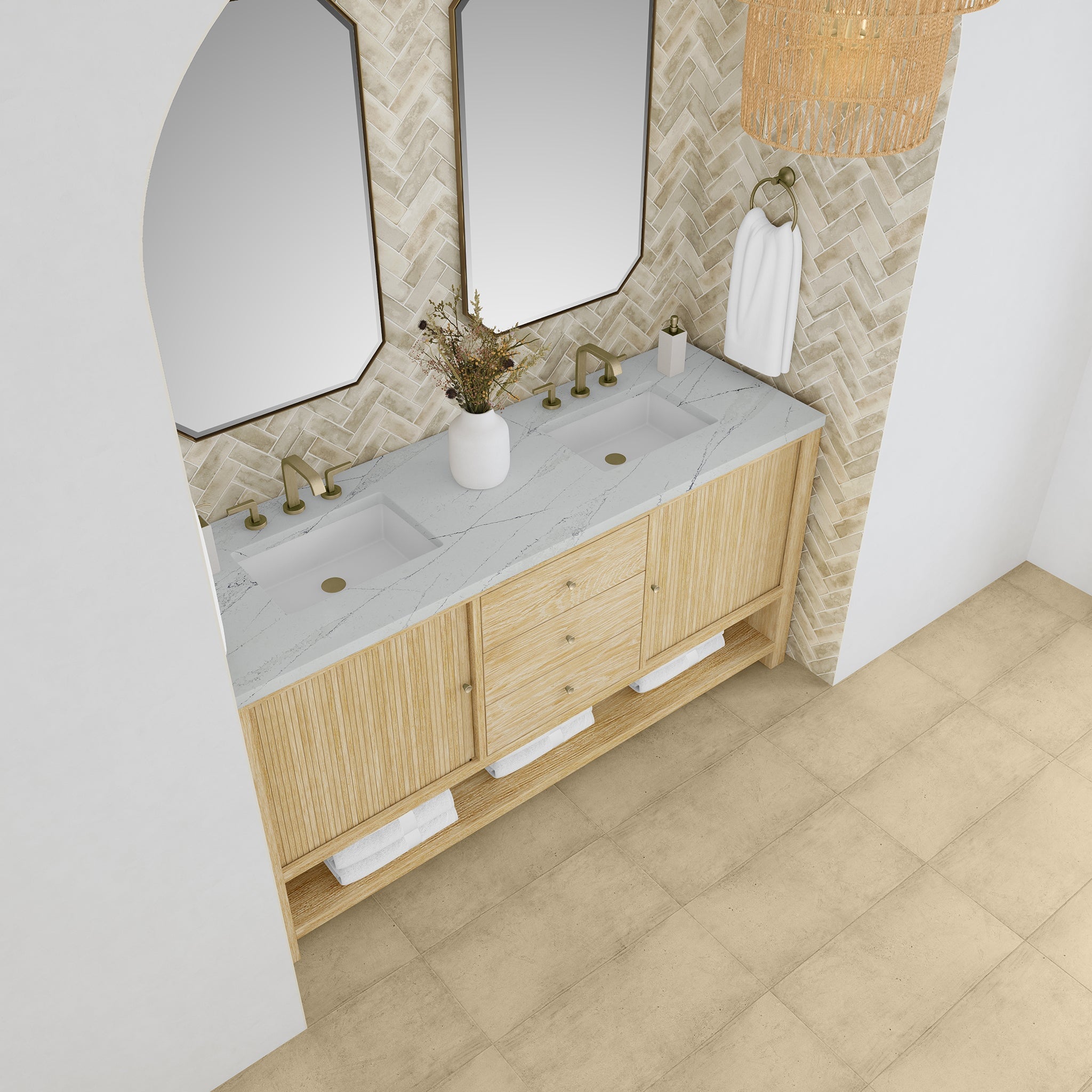 James Martin Vanities - Marigot Single 72" Double Vanity in Sunwashed Oak - D404 - V72 - SWO - 3ENC - Home Luxury USA