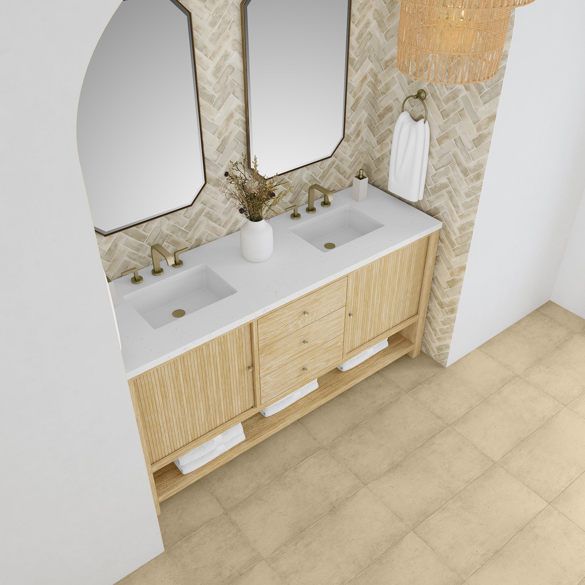 James Martin Vanities - Marigot Single 72" Double Vanity in Sunwashed Oak - D404 - V72 - SWO - 3LDL - Home Luxury USA