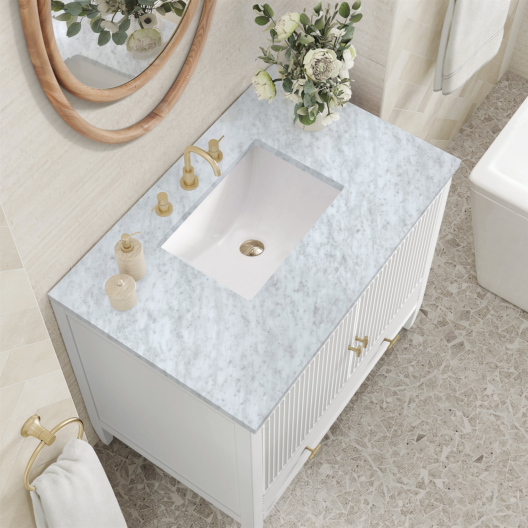 Myrrin 36" Single Vanity in Bright White by James Martin Vanities - SKU 485-V36-BW | Home Luxury USA