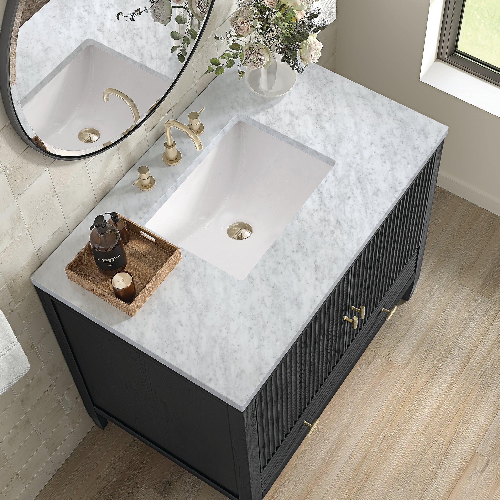 James Martin Vanities - Myrrin 36" Single Vanity in Carbon Oak - 485 - V36 - CBO - 3AF - Home Luxury USA