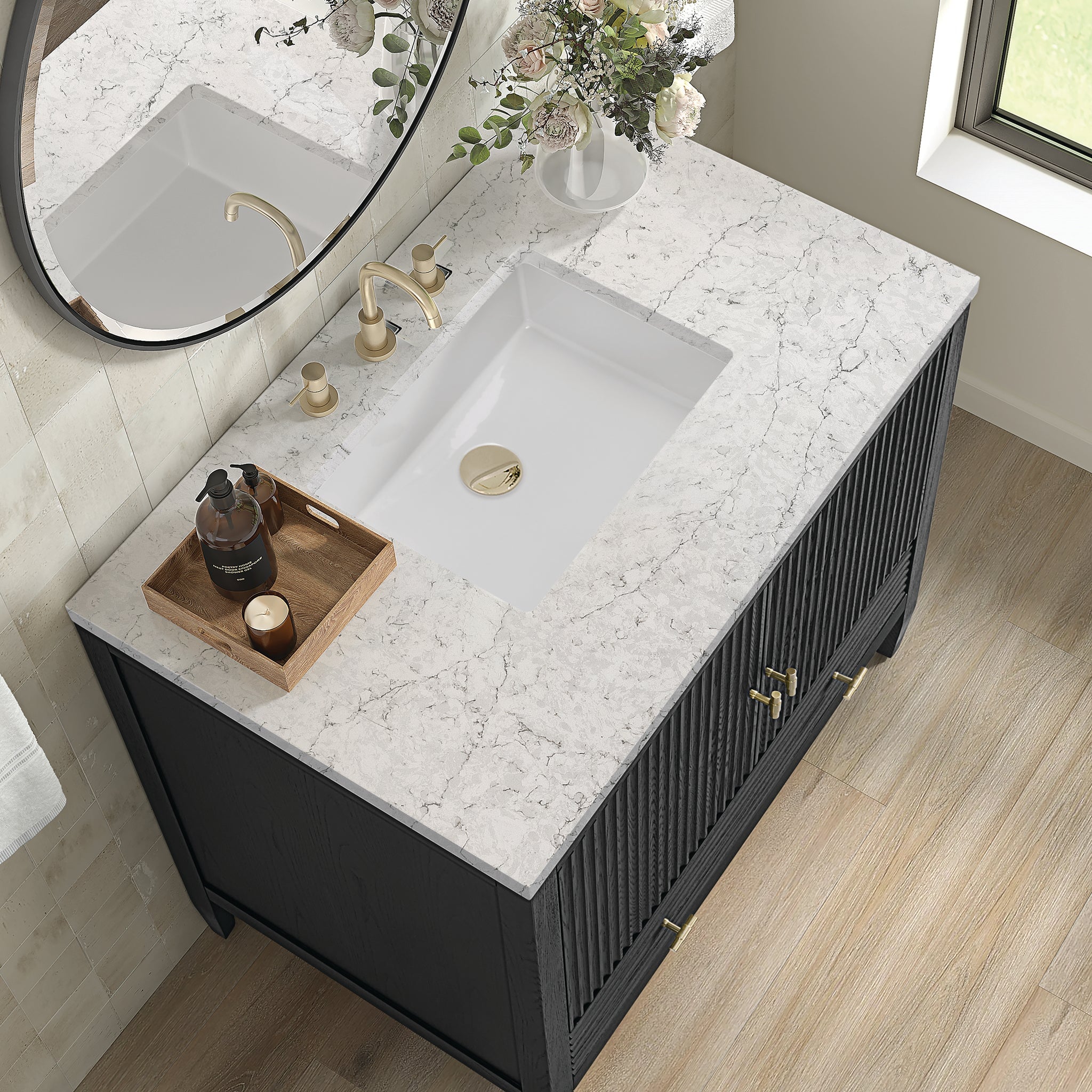 James Martin Vanities - Myrrin 36" Single Vanity in Carbon Oak - 485 - V36 - CBO - 3EJP - Home Luxury USA