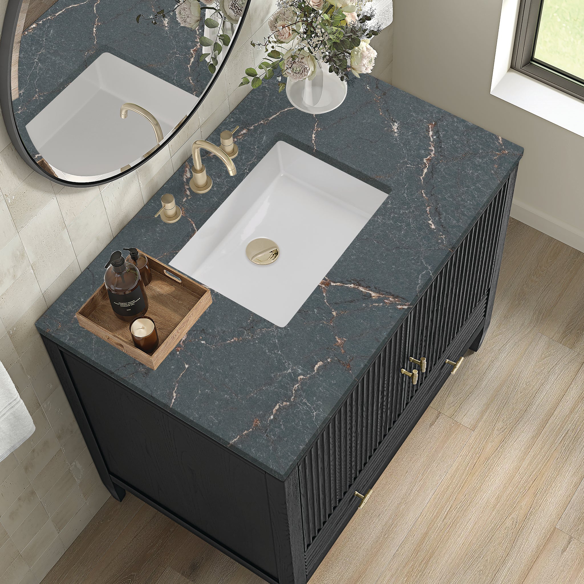 James Martin Vanities - Myrrin 36" Single Vanity in Carbon Oak - 485 - V36 - CBO - 3PBL - Home Luxury USA