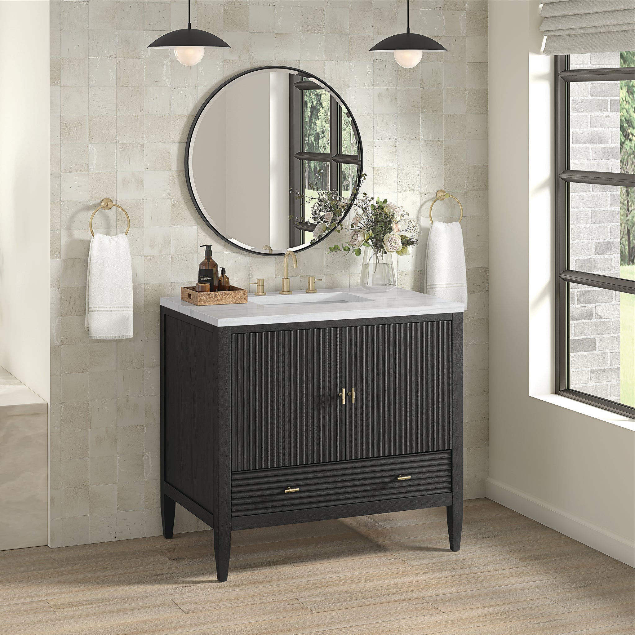 James Martin Vanities - Myrrin 36" Single Vanity in Carbon Oak - 485 - V36 - CBO - Home Luxury USA